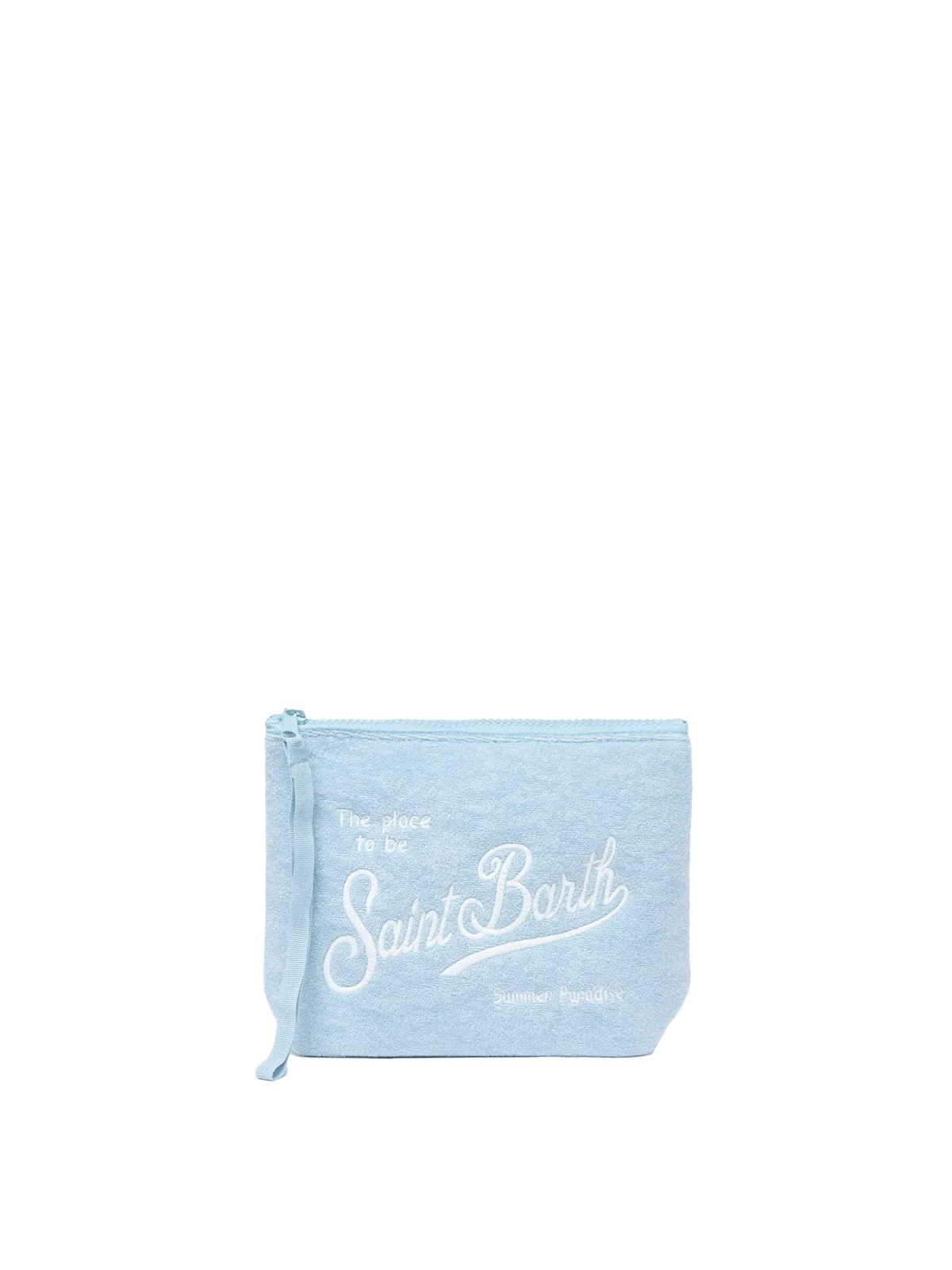 Aline light blue embossed terry pochette