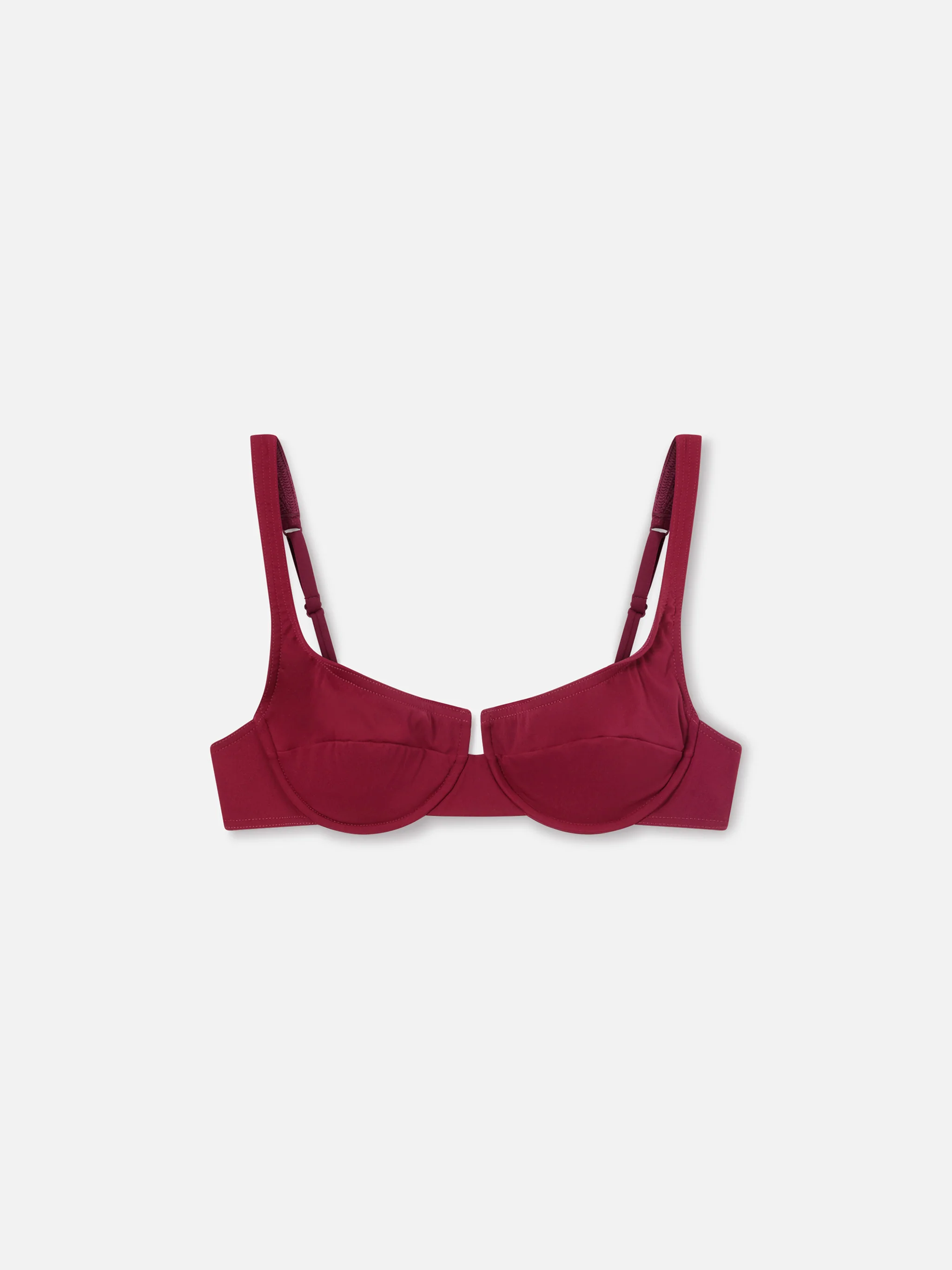Amira balconette bikini top in solid bordeaux