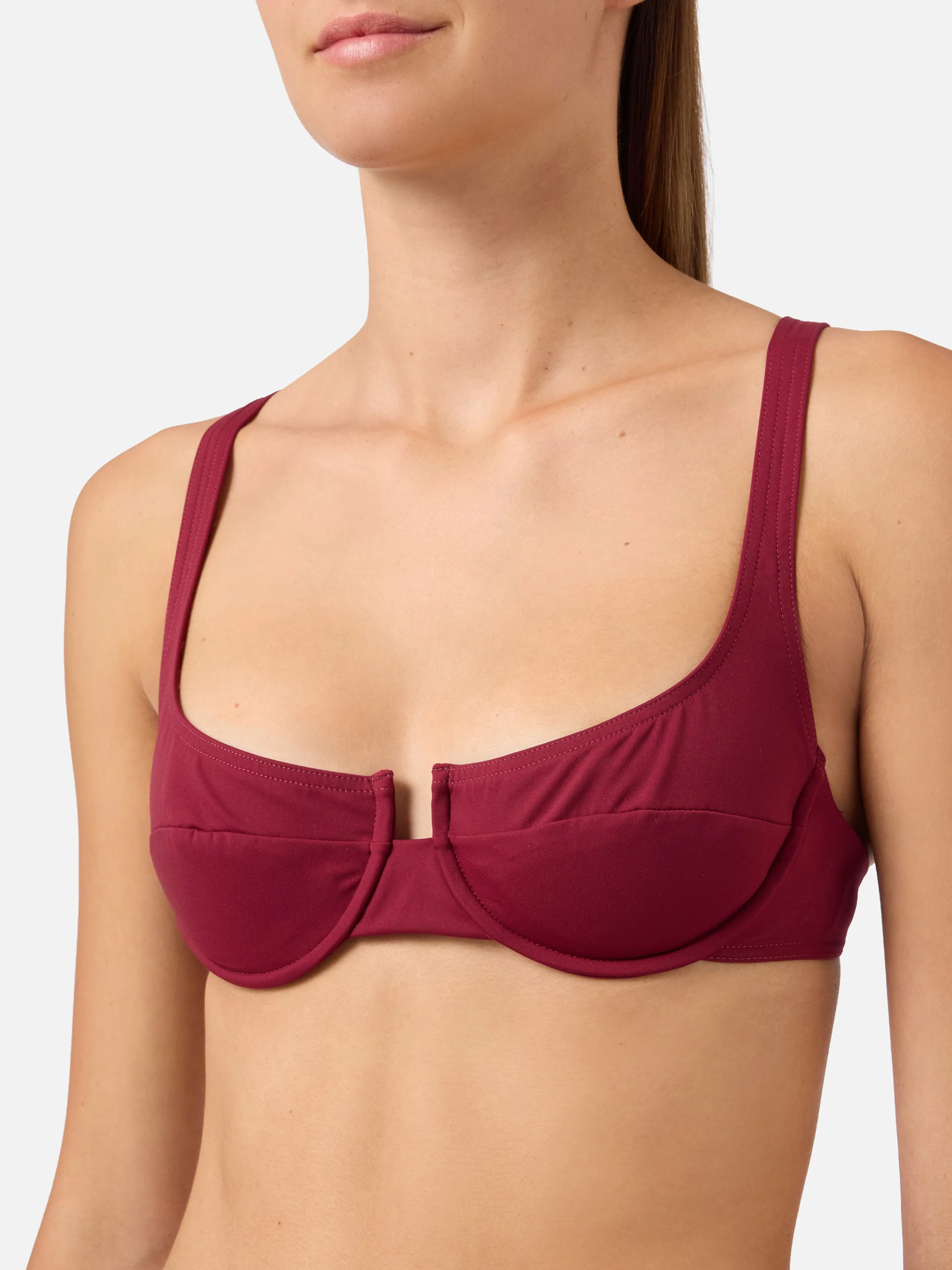 Amira balconette bikini top in solid bordeaux - Image 2