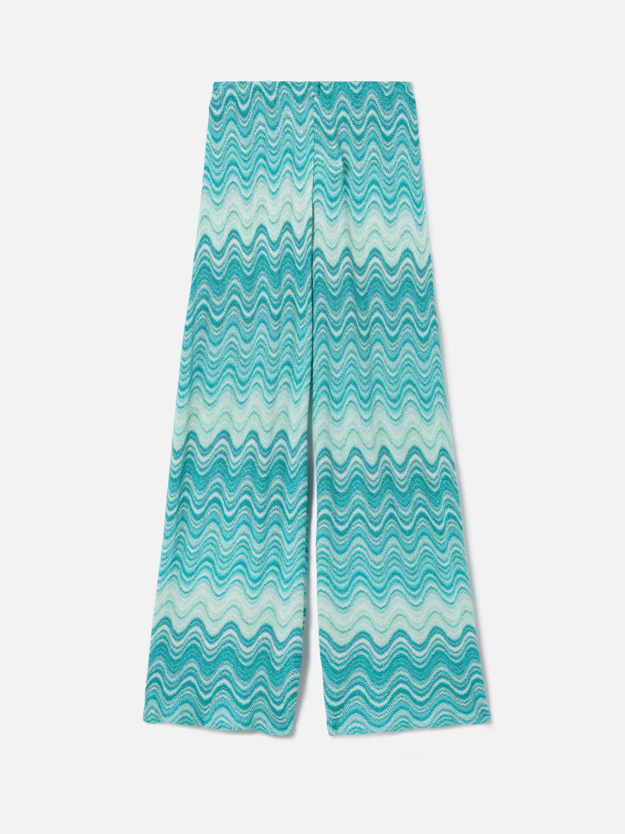 Aqua green Amalia degradé raschel long trousers - Image 5