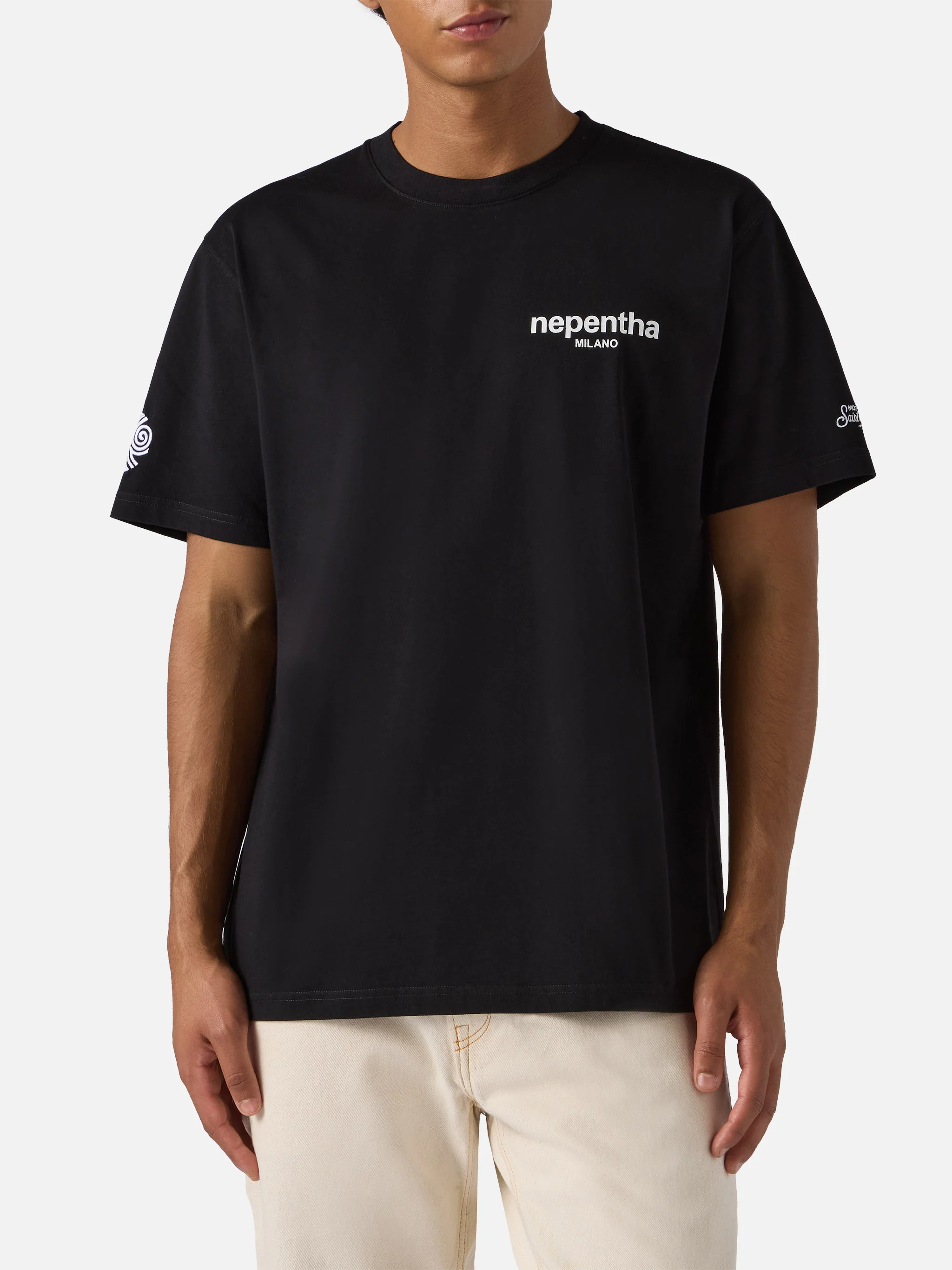 Arnott cotton T-shirt in black with Nephenta print | NEPENTHA SPECIAL EDITION - Image 2