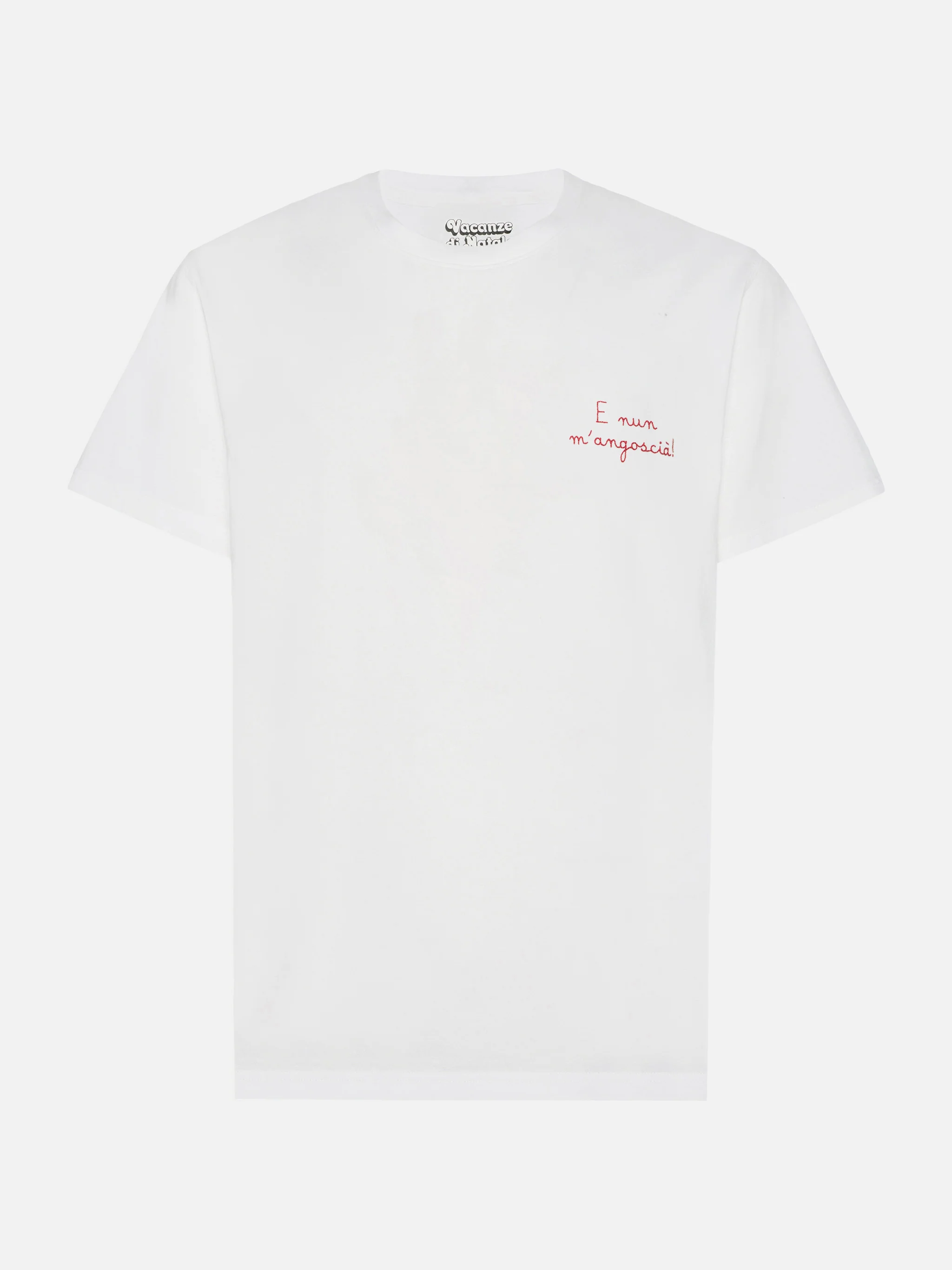Arnott Warm winter cotton T-shirt in white with E nun m’angoscià embroidery | VACANZE DI NATALE SPECIAL EDITION - Image 5