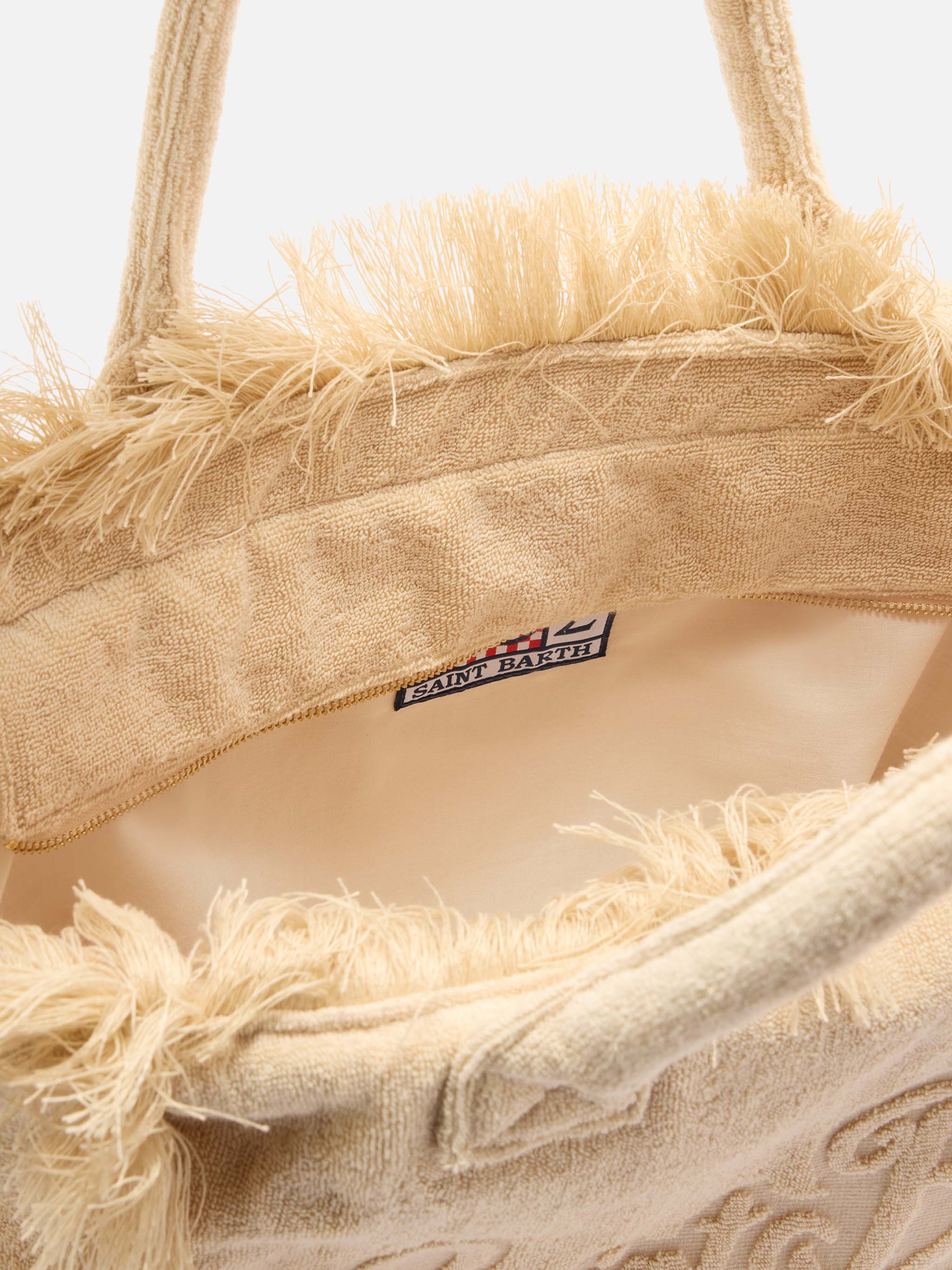 Beige solid color terry effect Vanity regular bag - Image 3