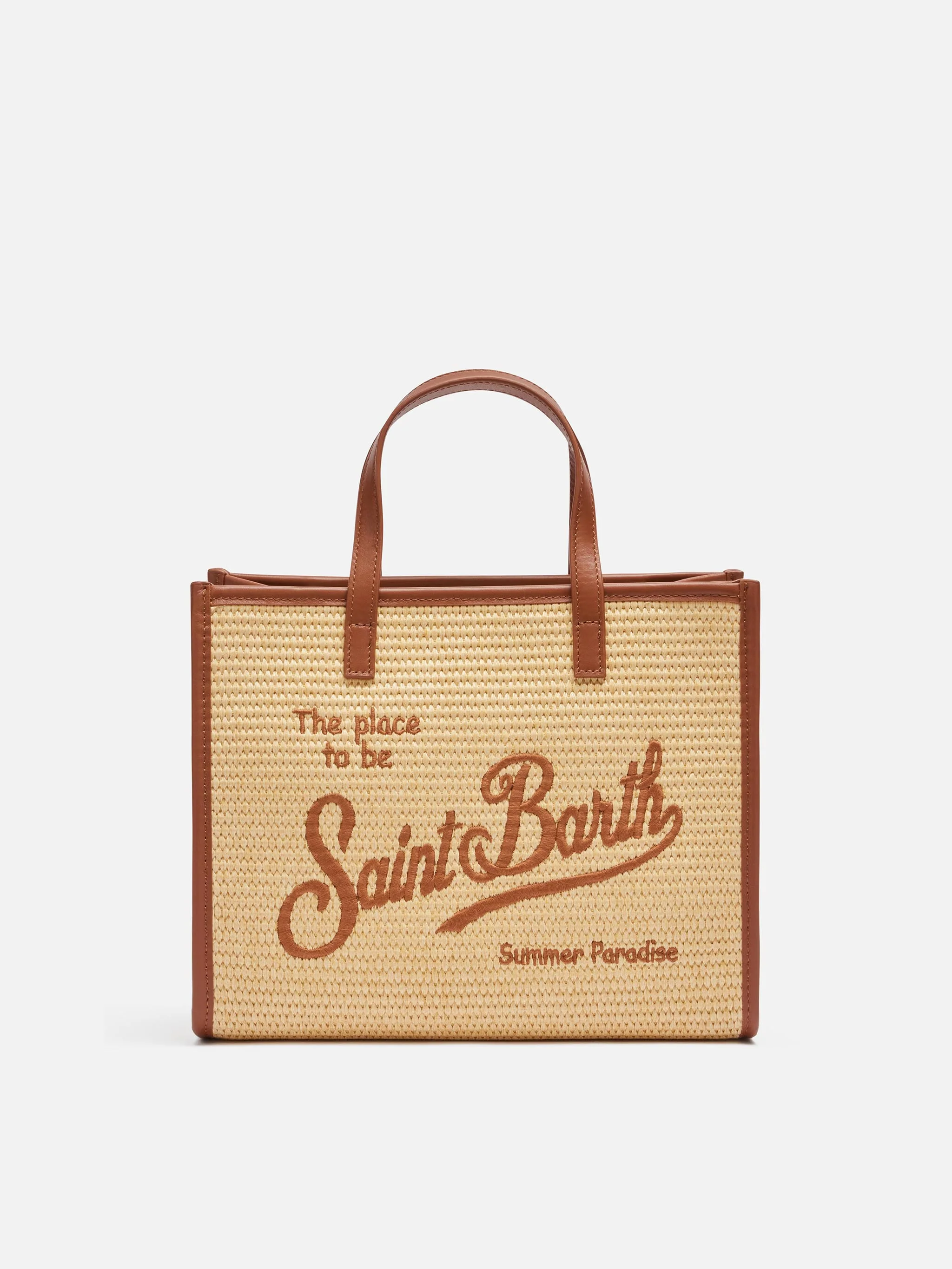 Vivian Mid Straw beige straw effect handbag