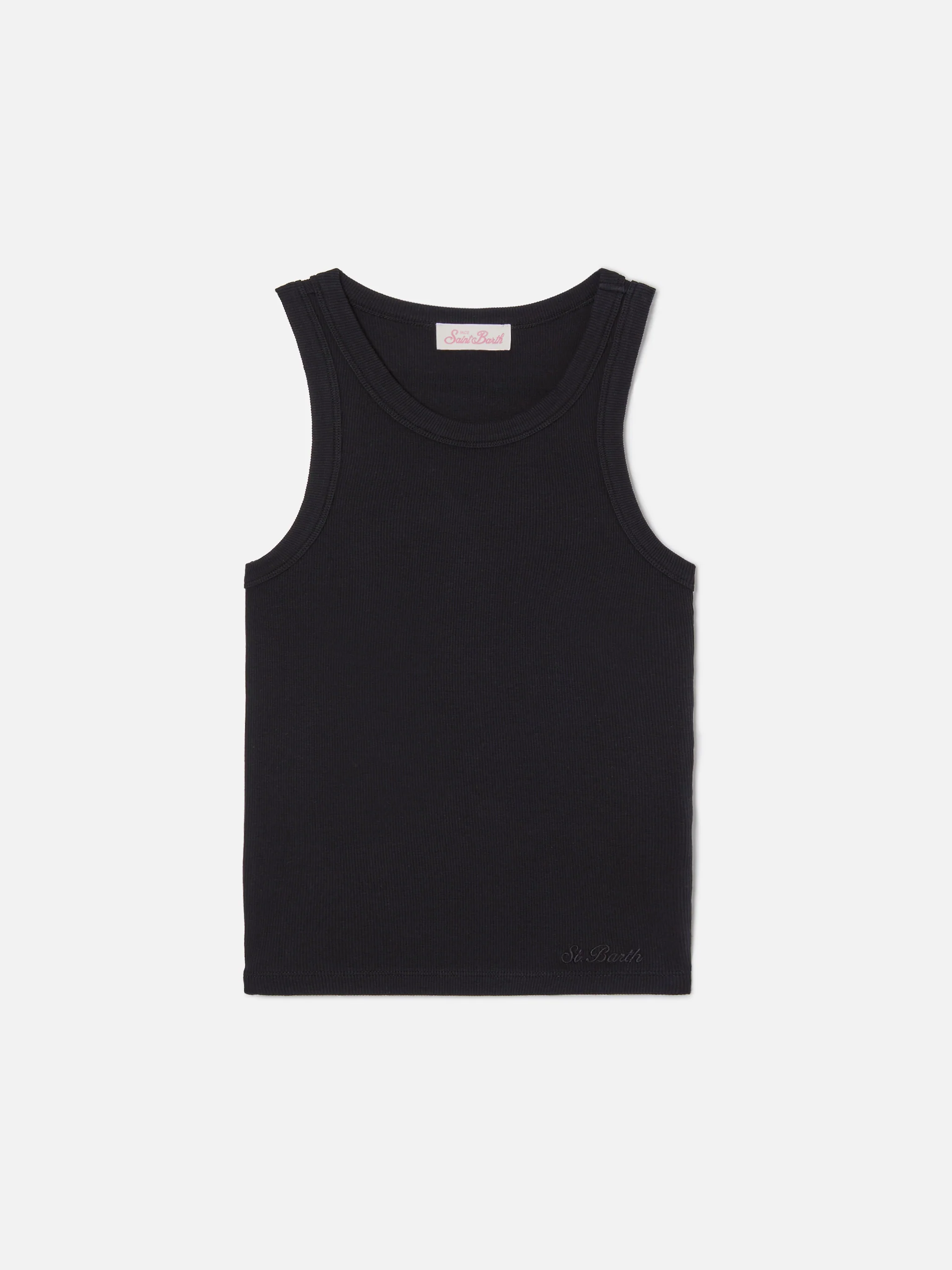 Black ribbed Ada tank top with embroidery - Image 4