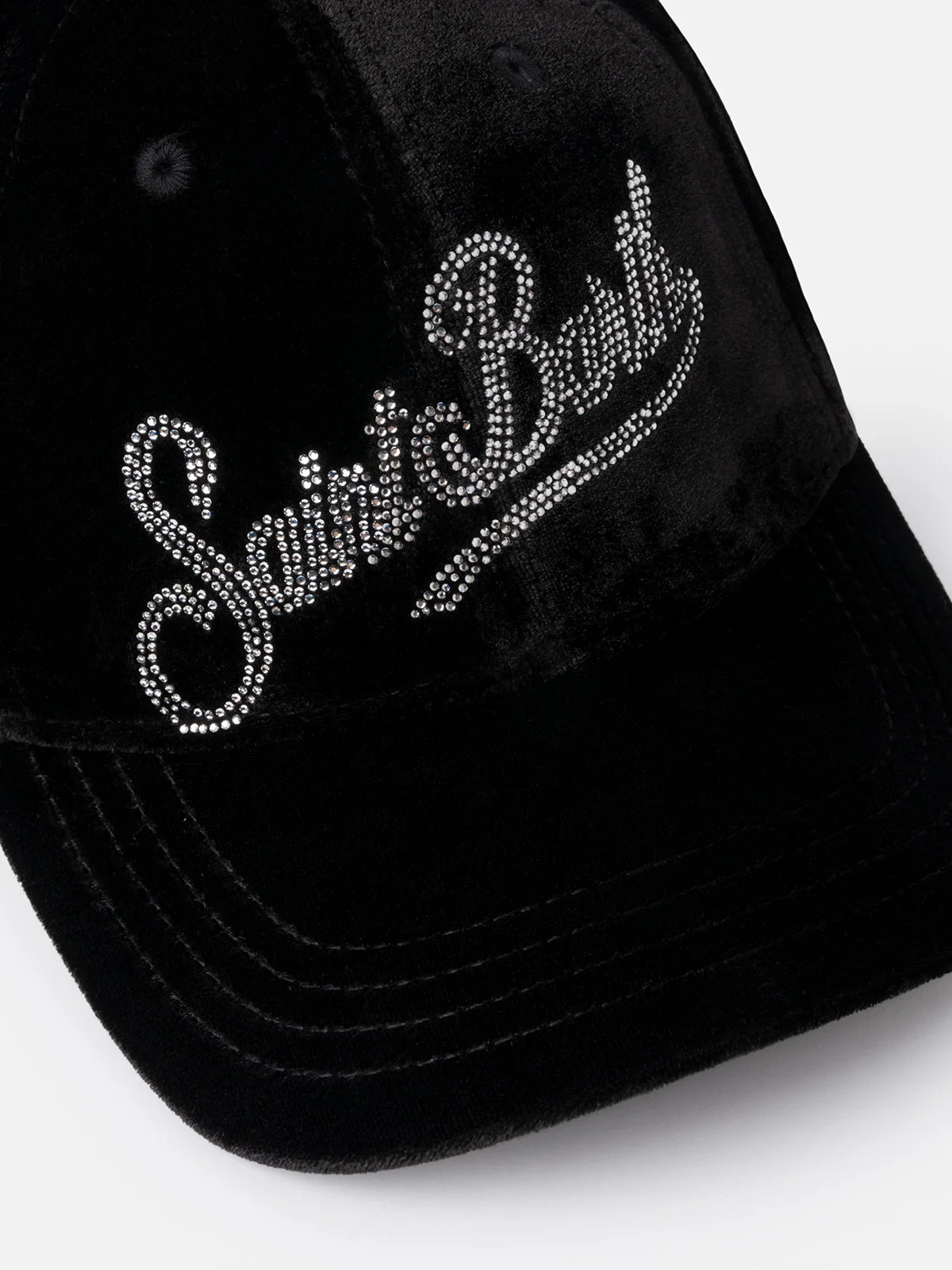 Black velvet ball cap Baseball with rhinestones logo - Image 2