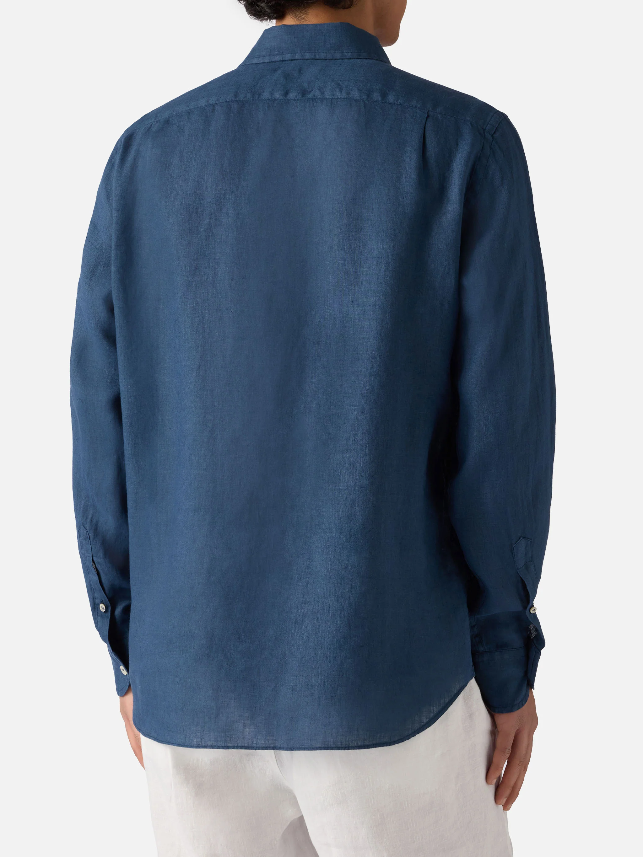 Blue navy Raphael shirt in linen with mineral garment dyeing - Image 3