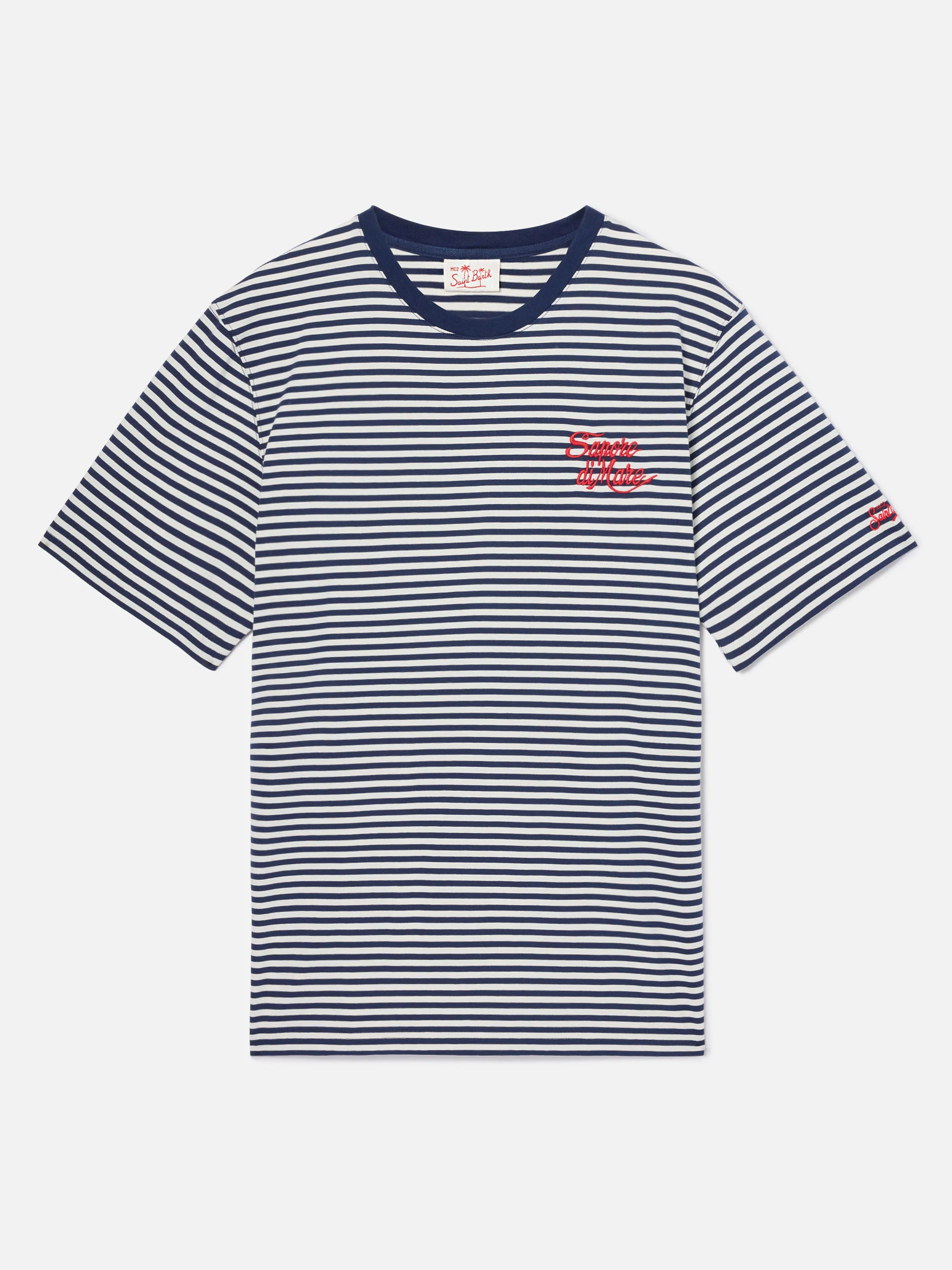 Blue striped Portofino t-shirt with Sapore di Mare embroidery | Special Edition - Image 4
