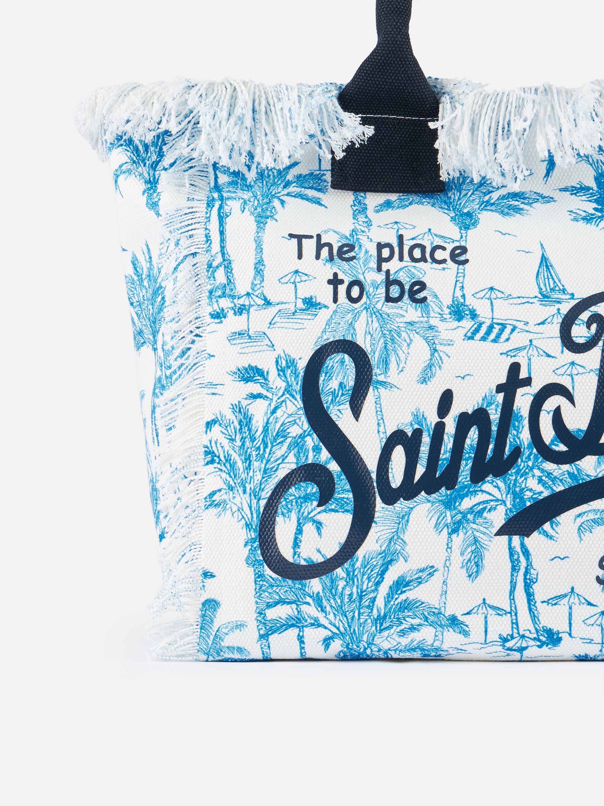 Bluette cotton canvas Vanity tote bag with toile de jouy print - Image 3