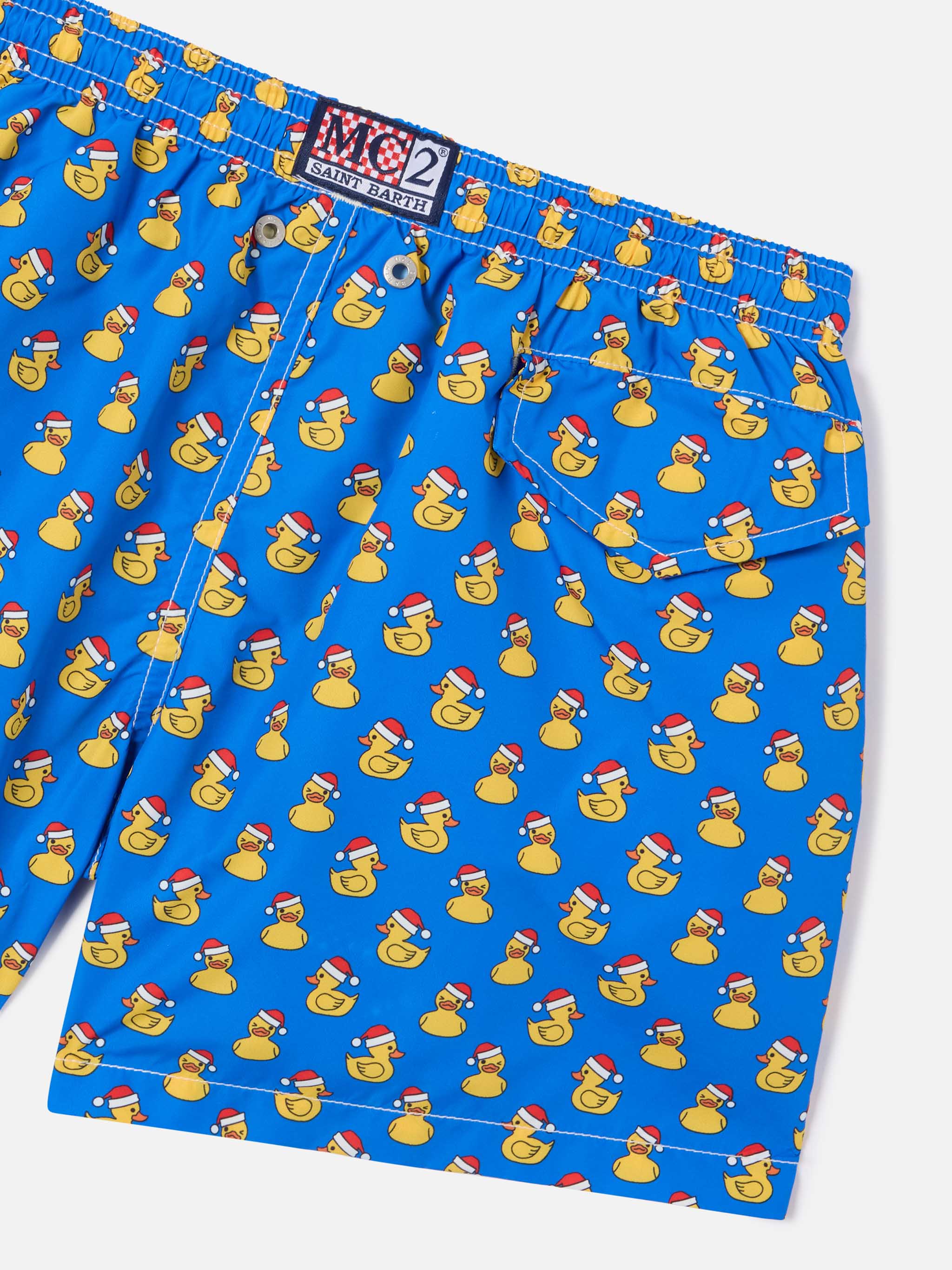 Boy light fabric swim shorts with Christmas ducks print - Image 3