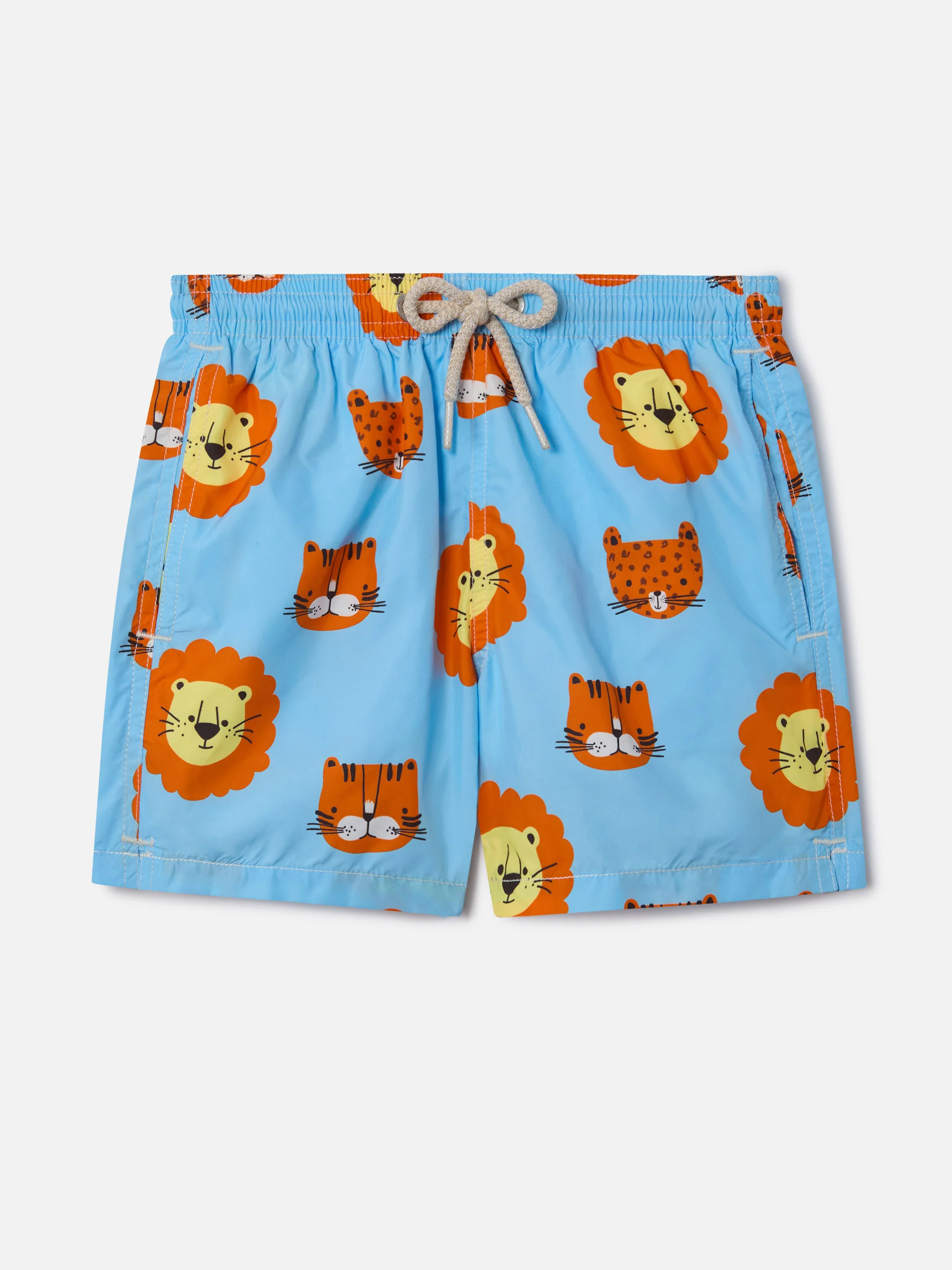 Boy lightweight fabric swim-shorts Jean Lighting with lions print - Image 2