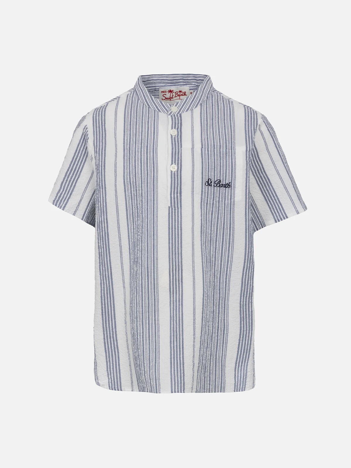 Antiparos blue and white striped shirt