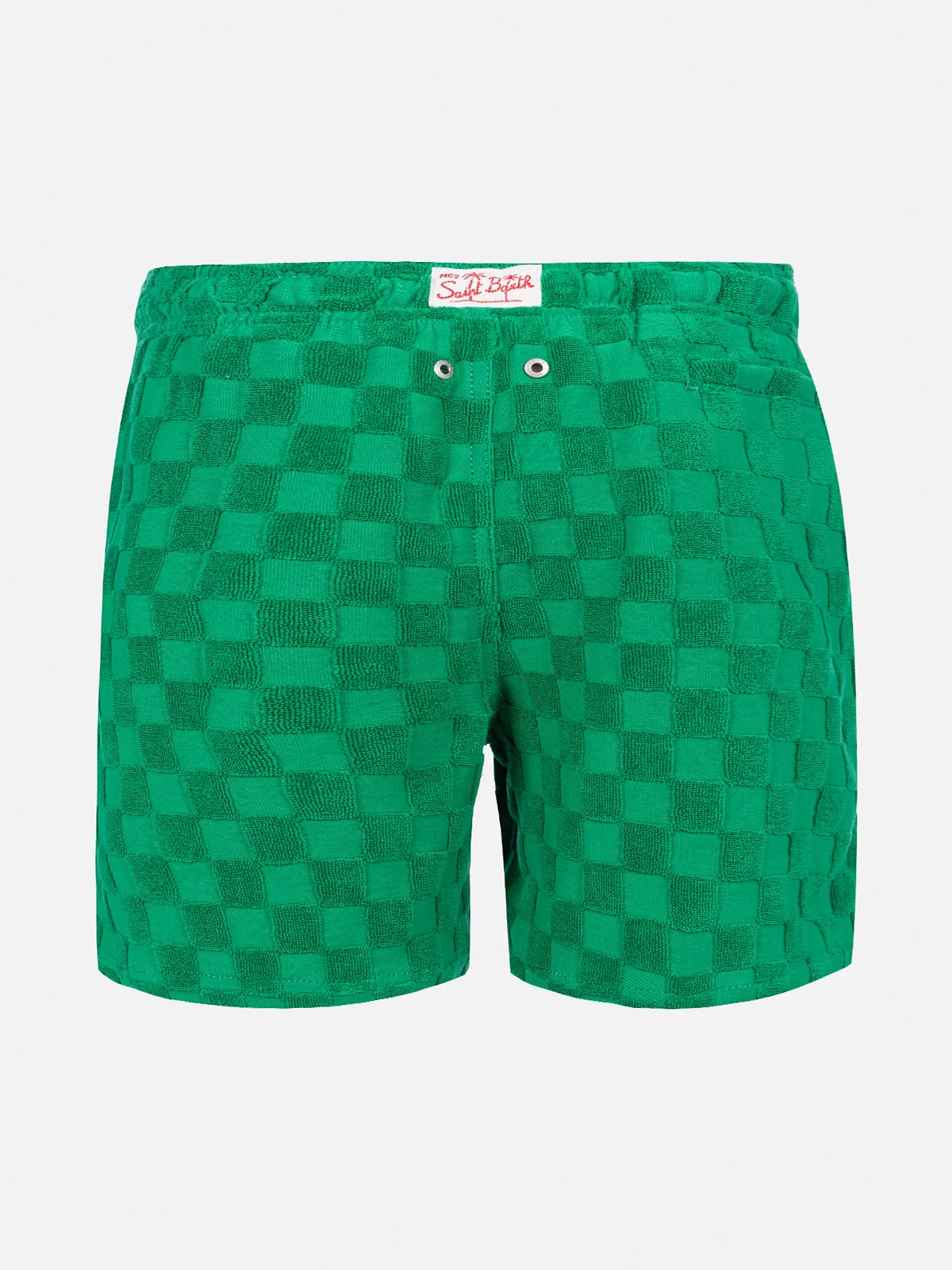 Boy swim shorts with gingham print - Image 2