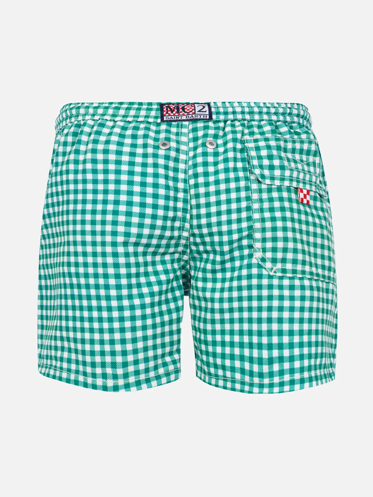 Boy swim shorts with gingham print - Image 4