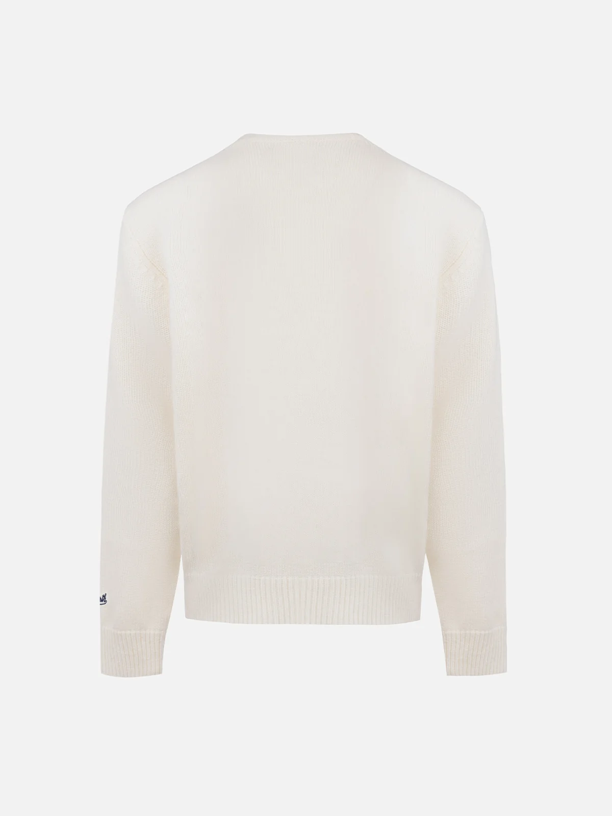 Boy white crewneck sweater Douglas with beary much embroidery - Image 2