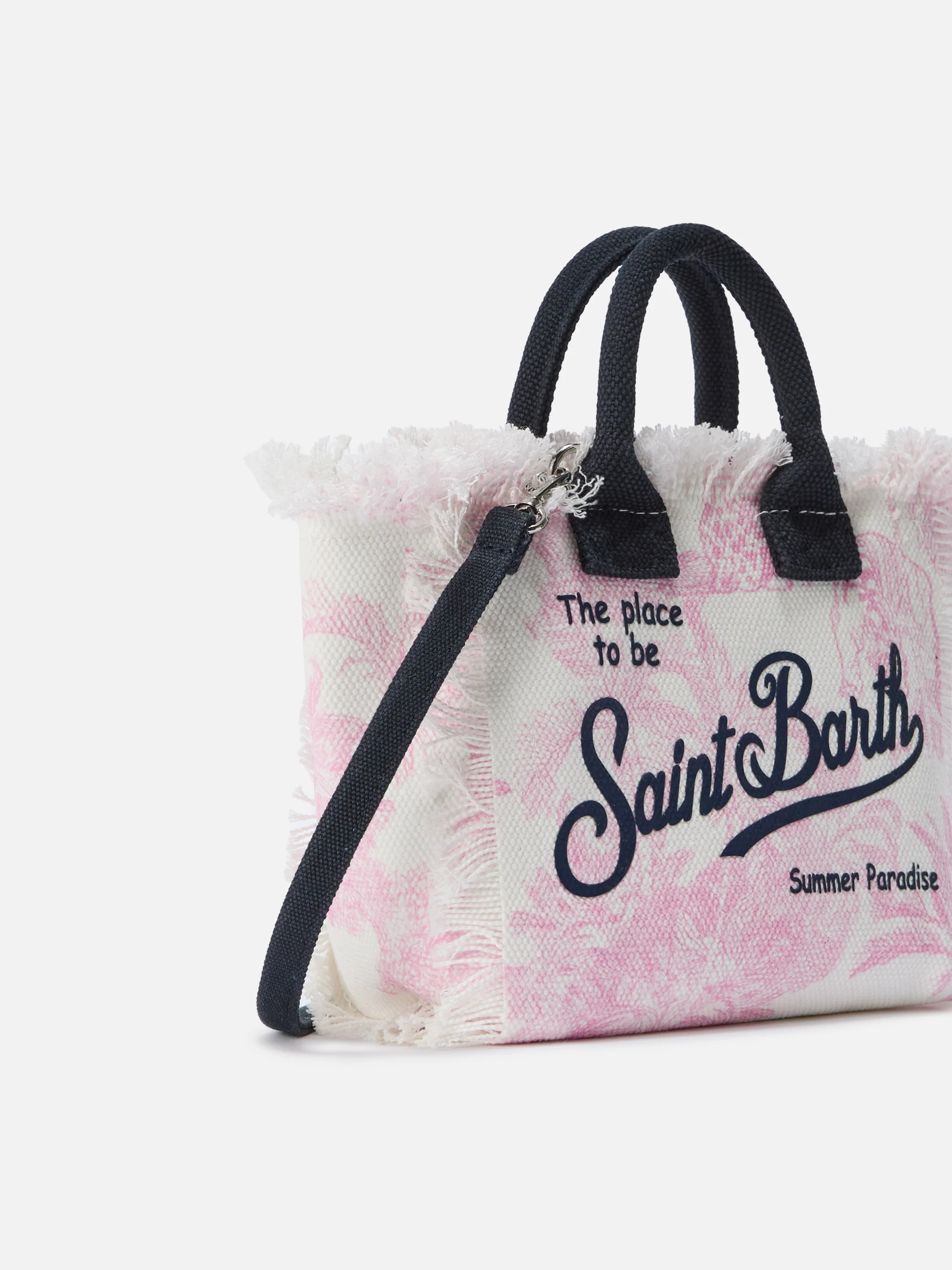 Canvas Vanity mini bag with pink toile de Jouy print - Image 3
