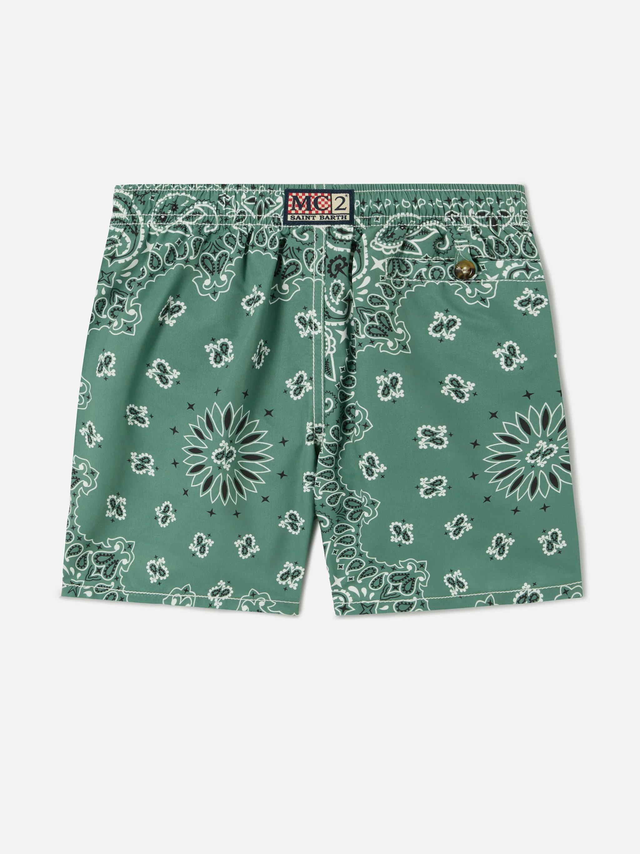 Caprese Jr swim shorts with military green bandana print - Image 2