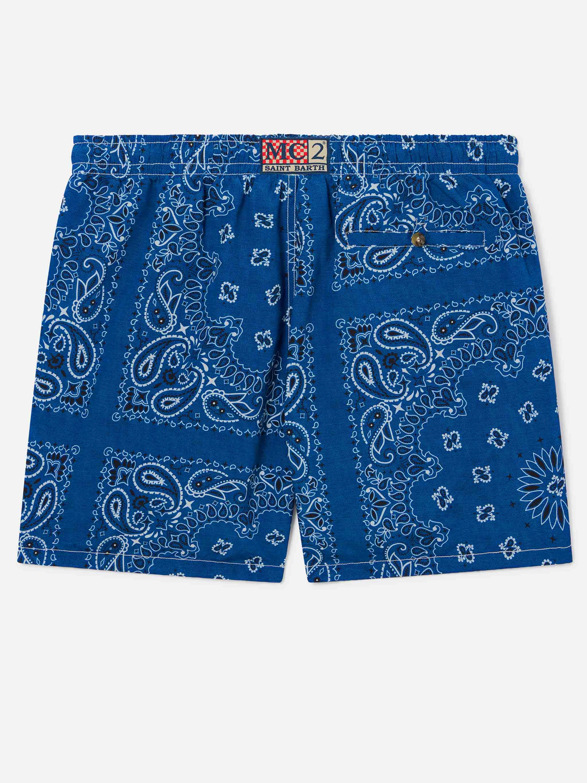 Caprese swim shorts with navy blue bandana print - Image 2