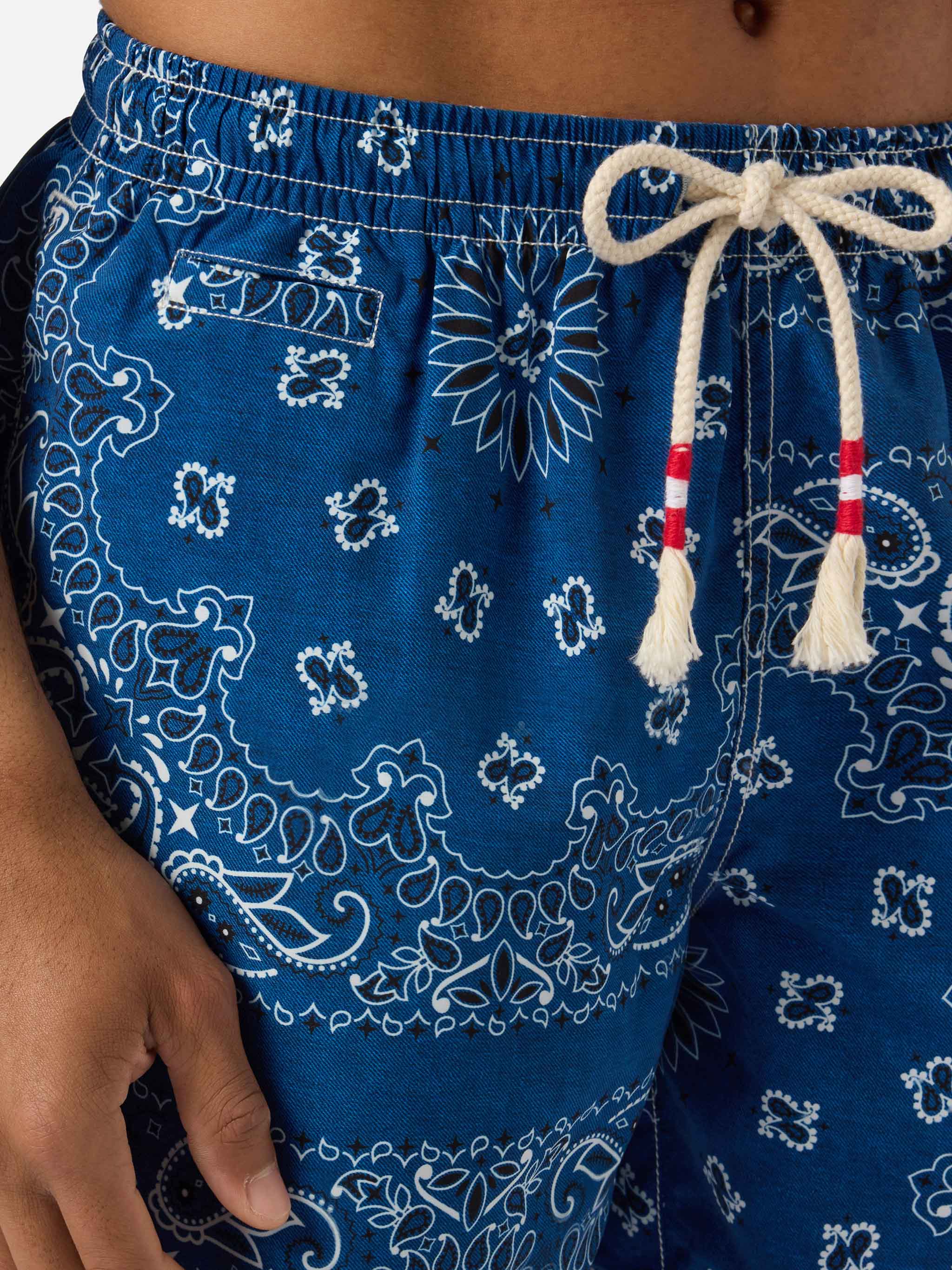 Caprese swim shorts with navy blue bandana print - Image 4
