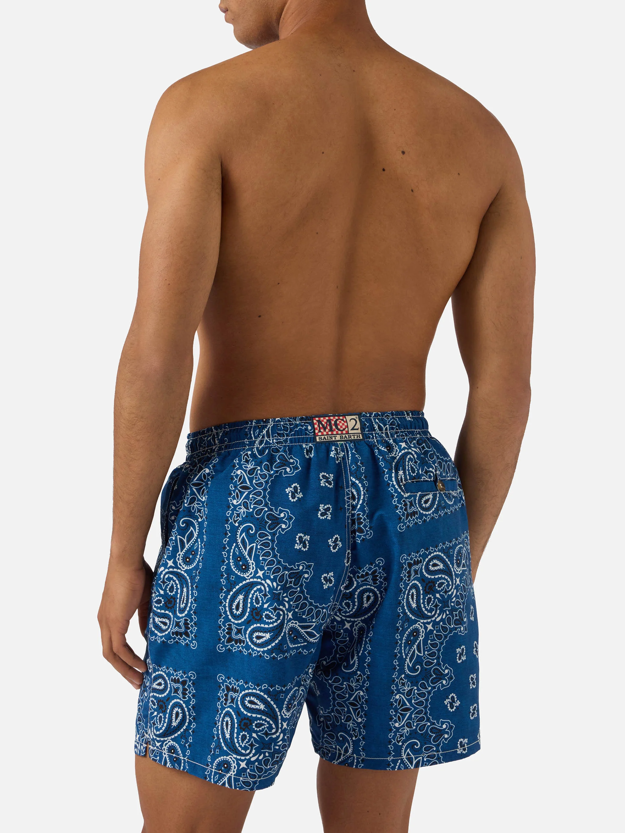 Caprese swim shorts with navy blue bandana print - Image 5