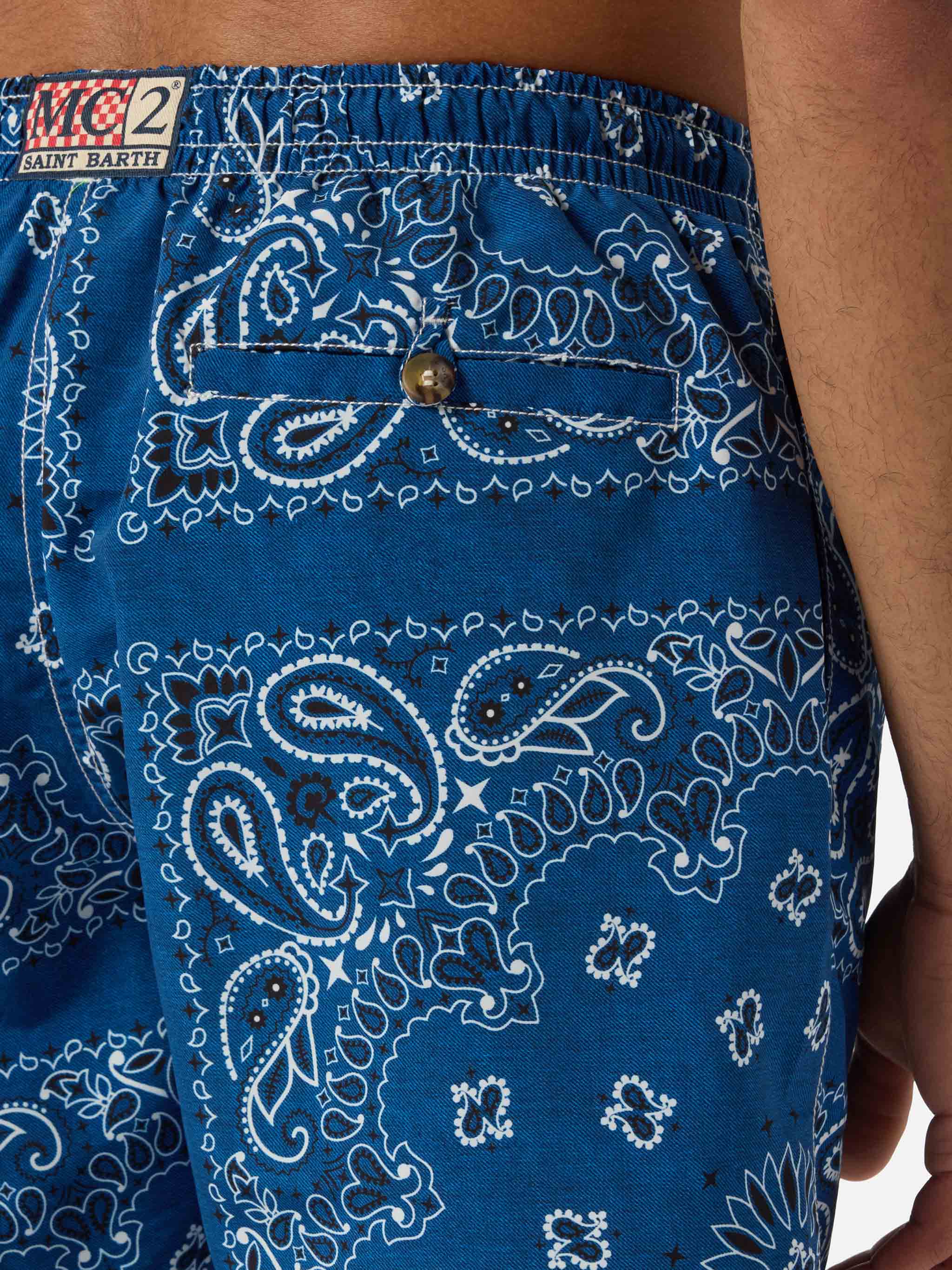 Caprese swim shorts with navy blue bandana print - Image 6