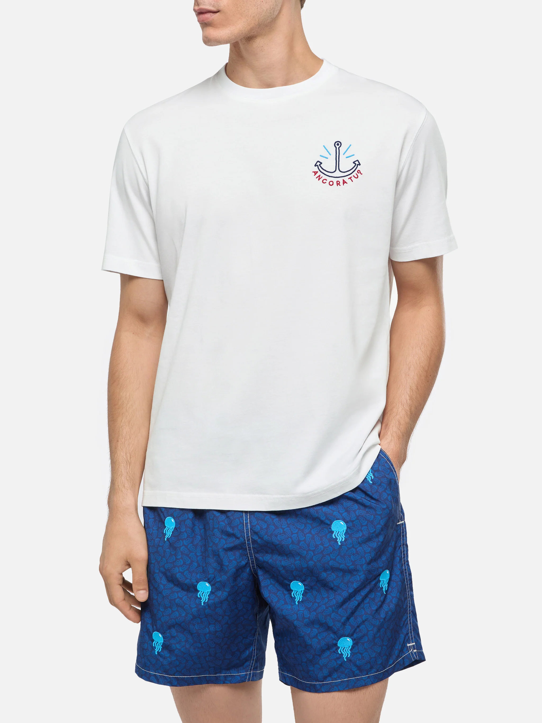 Classic fit cotton jersey t-shirt Portofino with Ancora tu embroidery | INSULTI LUMINOSI SPECIAL EDITION - Image 2
