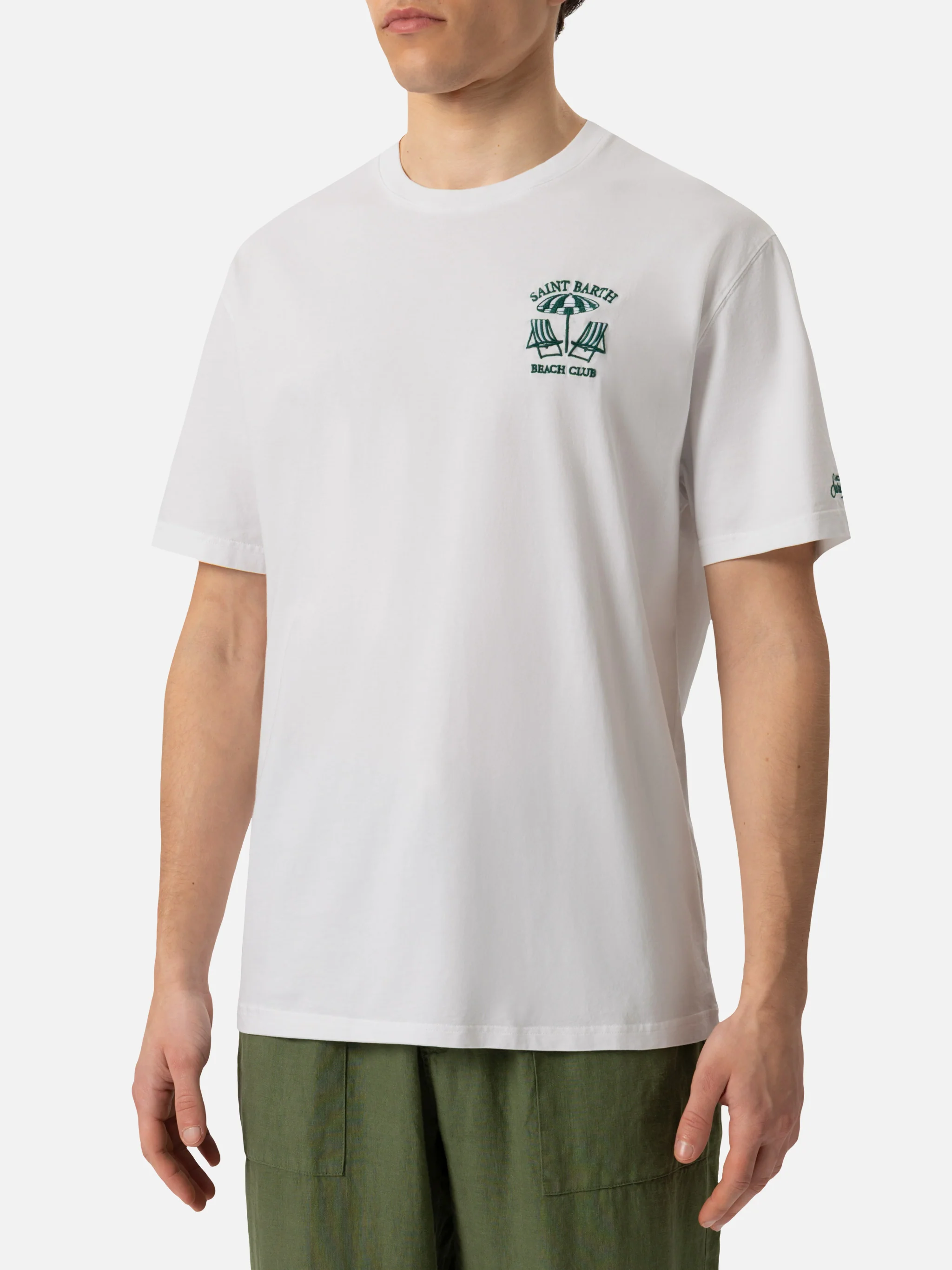 Classic fit cotton jersey t-shirt Portofino with Saint Barth beach club embroidery - Image 2