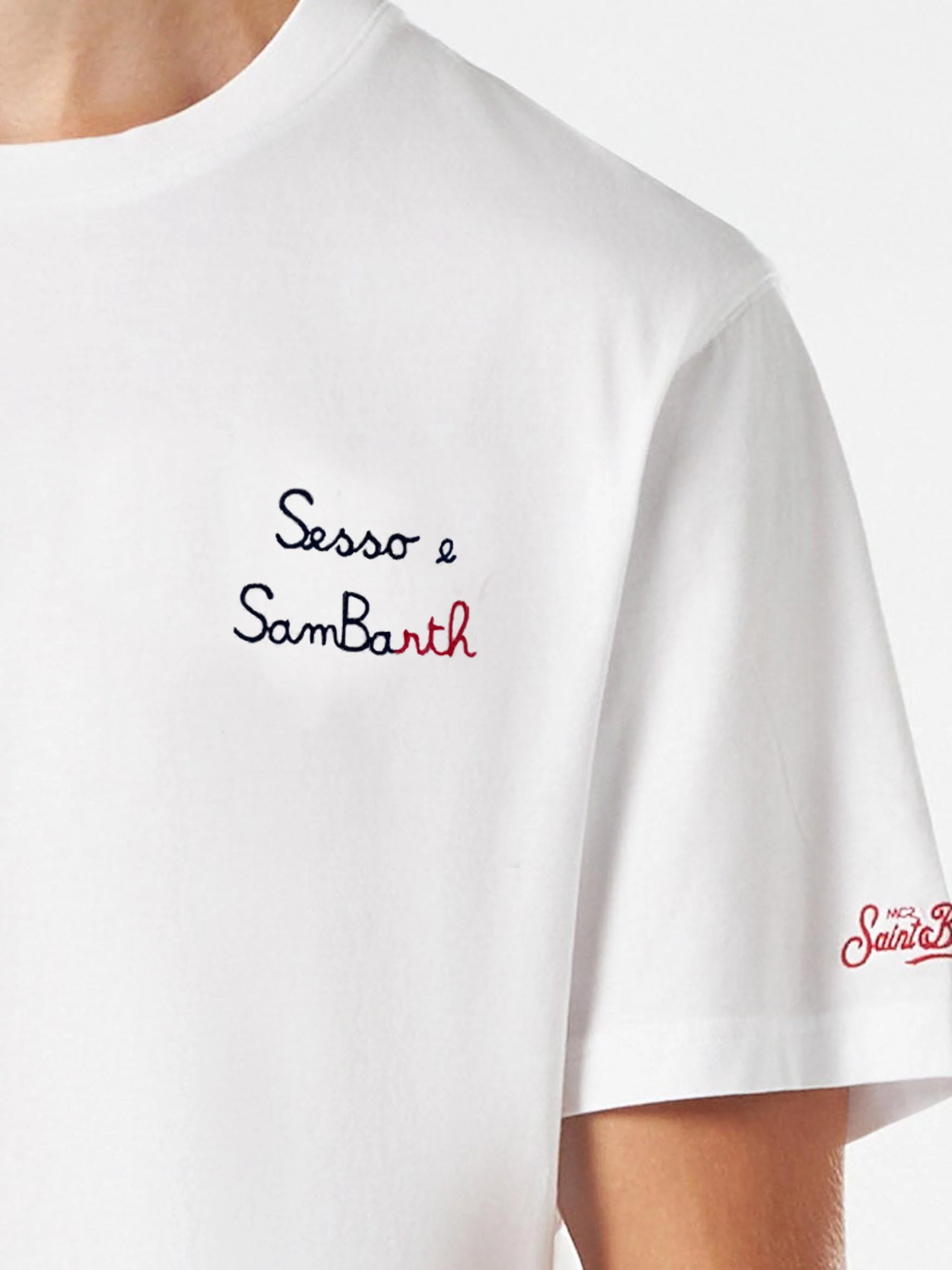 Classic fit cotton jersey t-shirt Portofino with Sesso e Sambarth embroidery