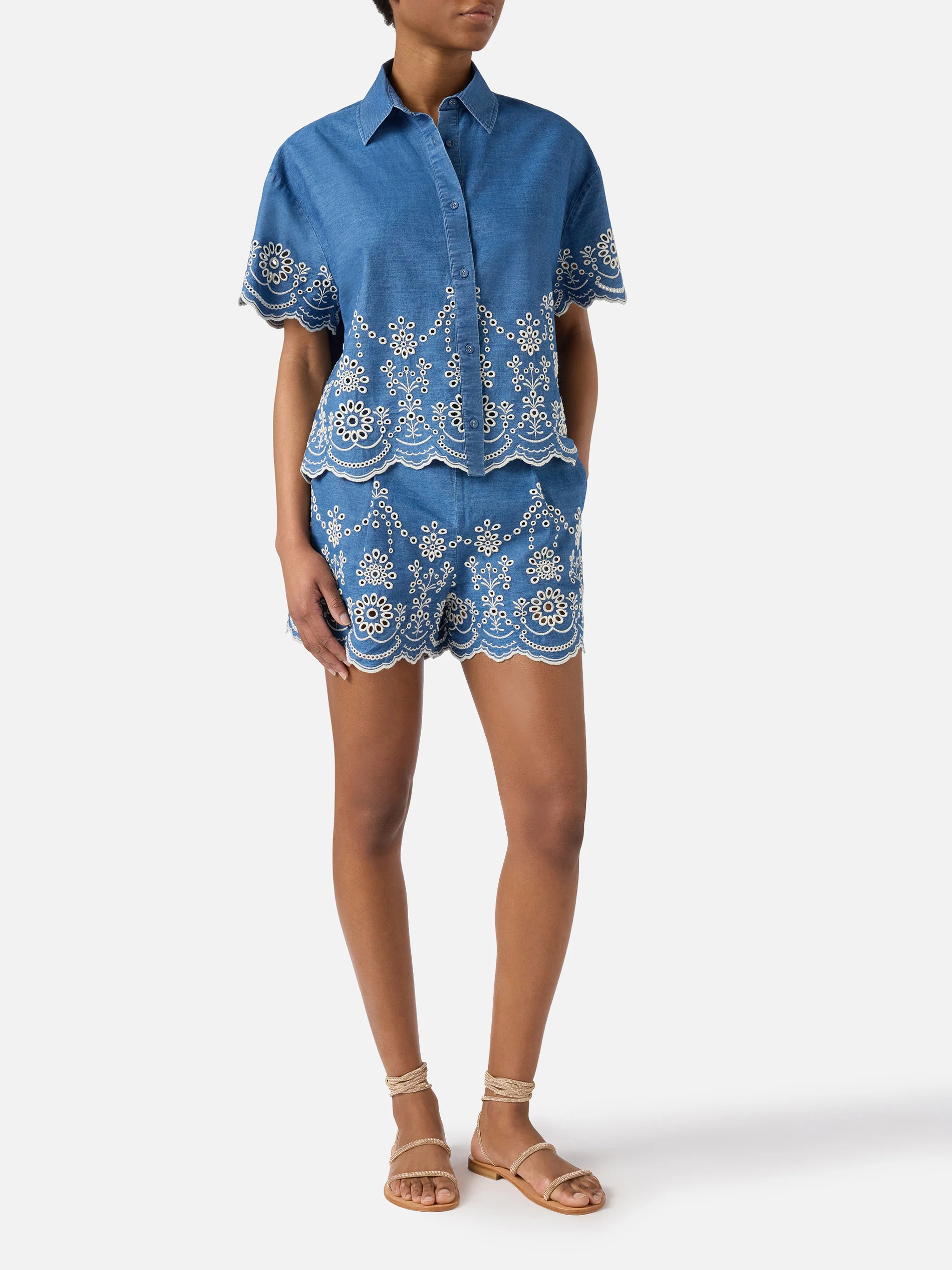 Clementine chambray shirt with floral embroidery - Image 4