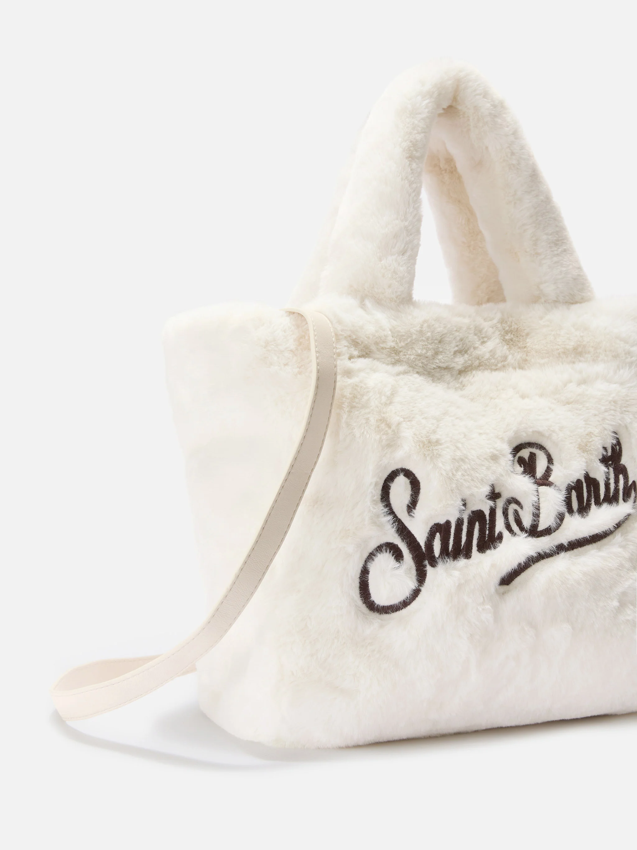 Colette Soft Handbag in white faux fur - Image 3