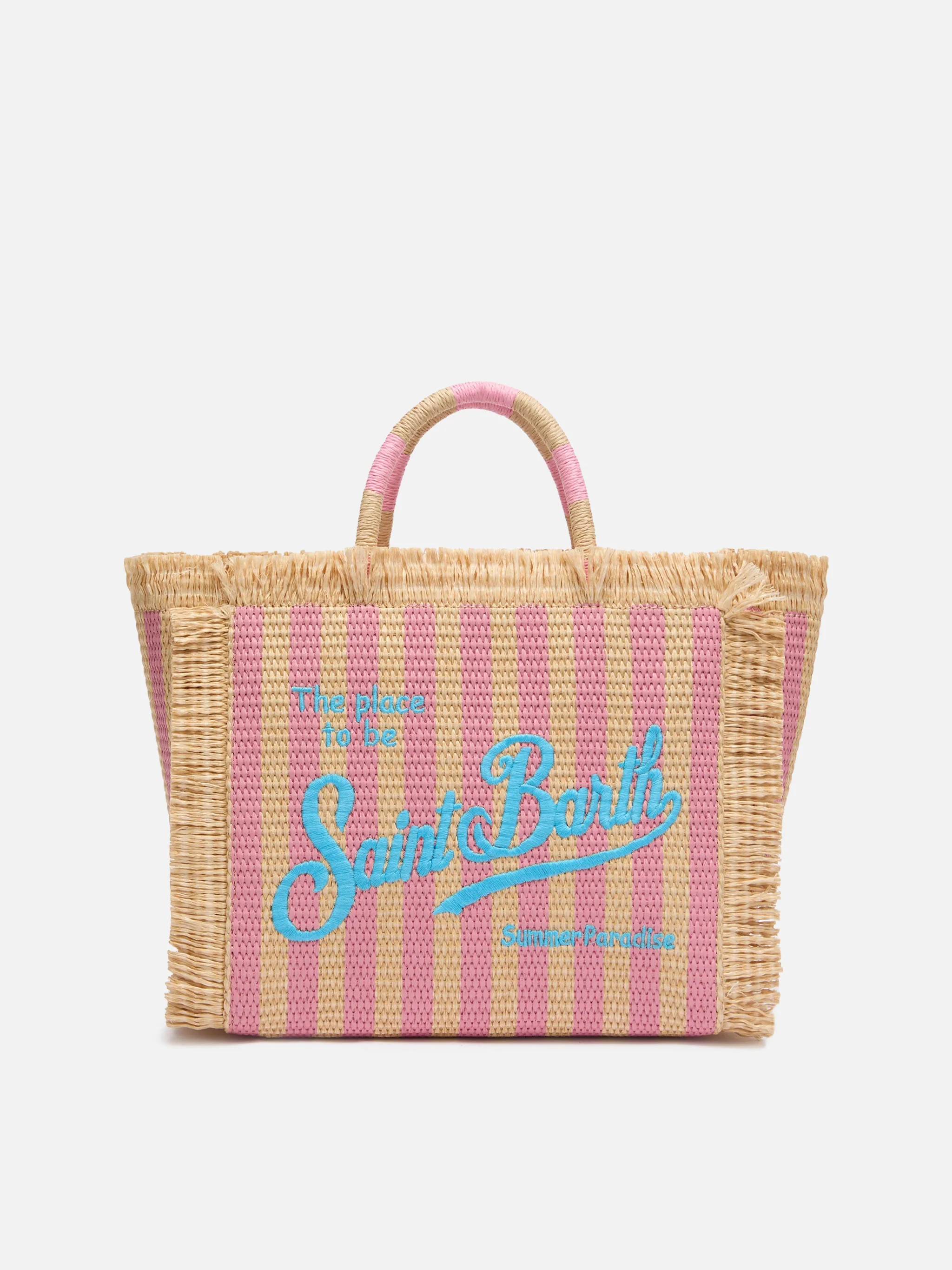 Colette Straw effect handbag with striped print