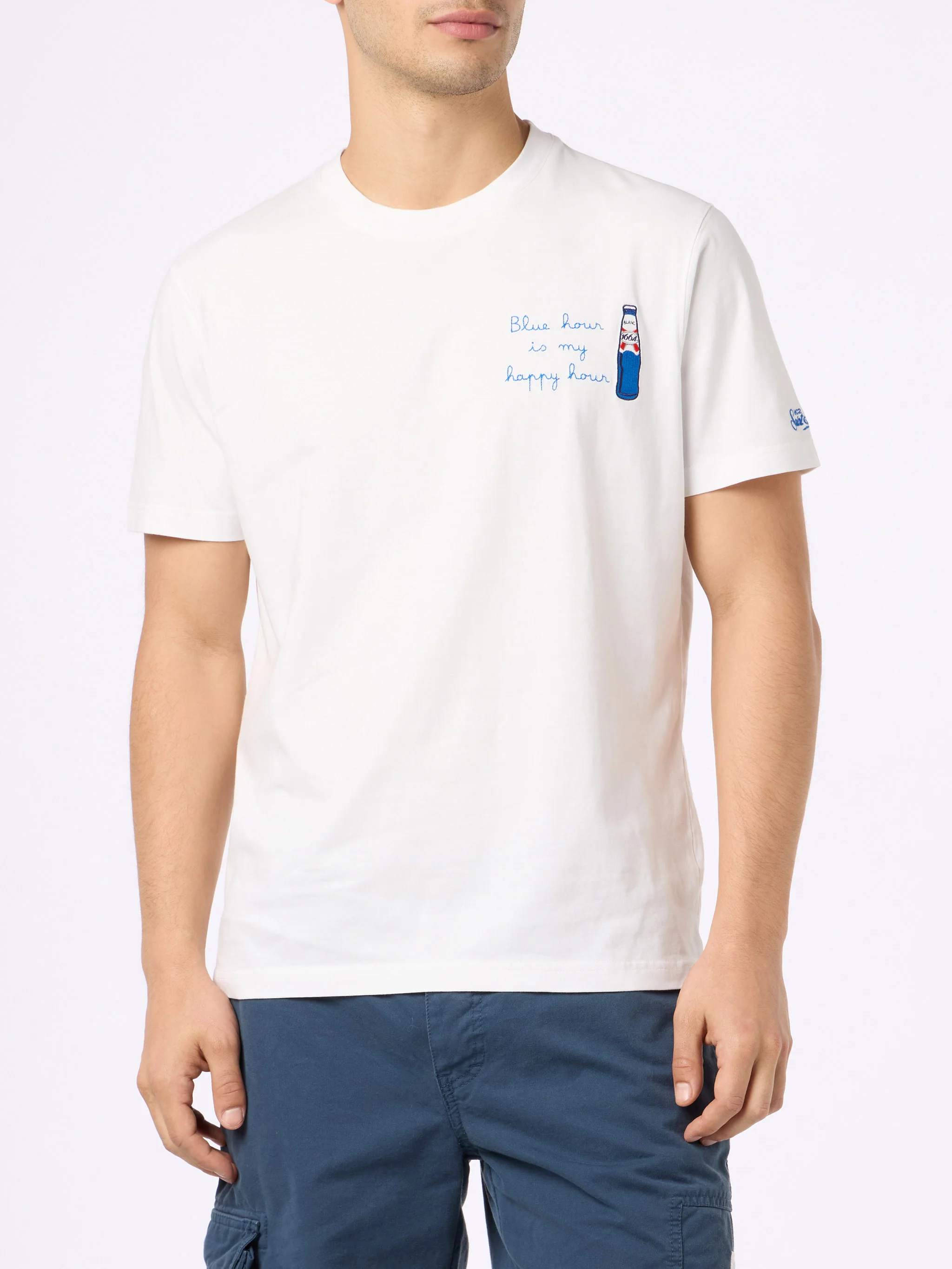 Cotton t-shirt with Blanc 1664 print and embroidery | Blanc 1664 Special Edition - Image 3