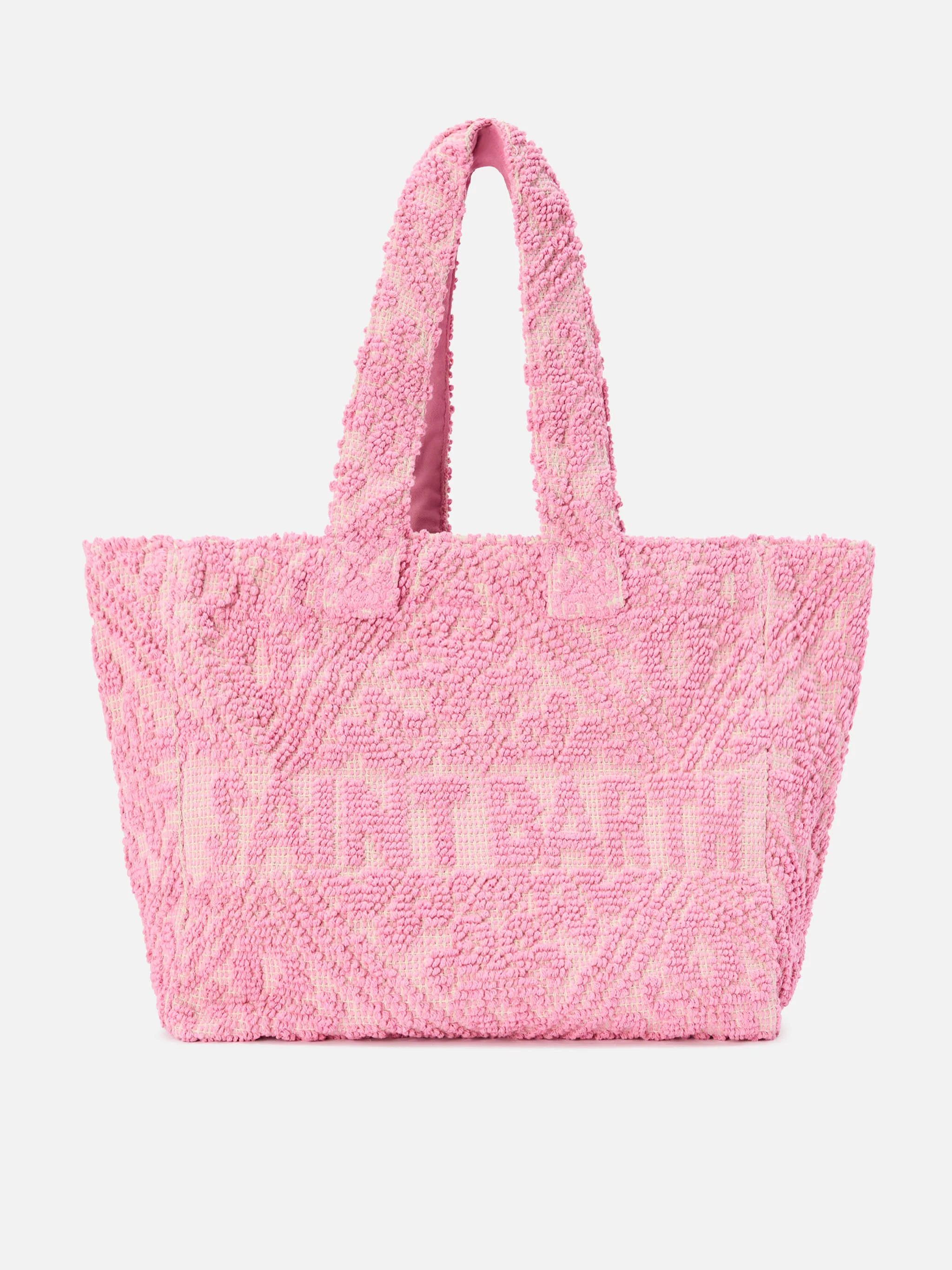 Cotton Tufting bag in pink with raised embroidery