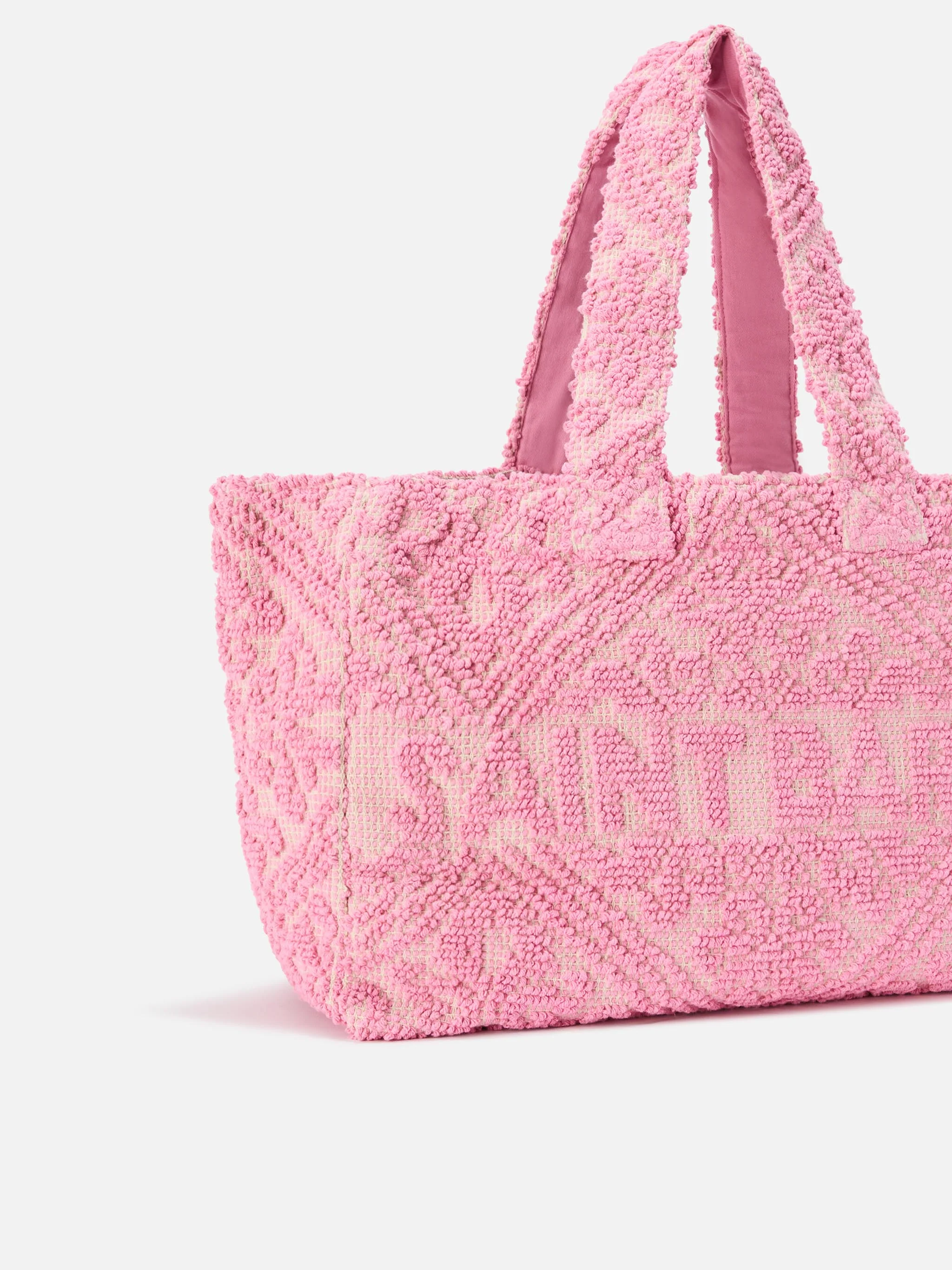 Cotton Tufting bag in pink with raised embroidery - Image 2