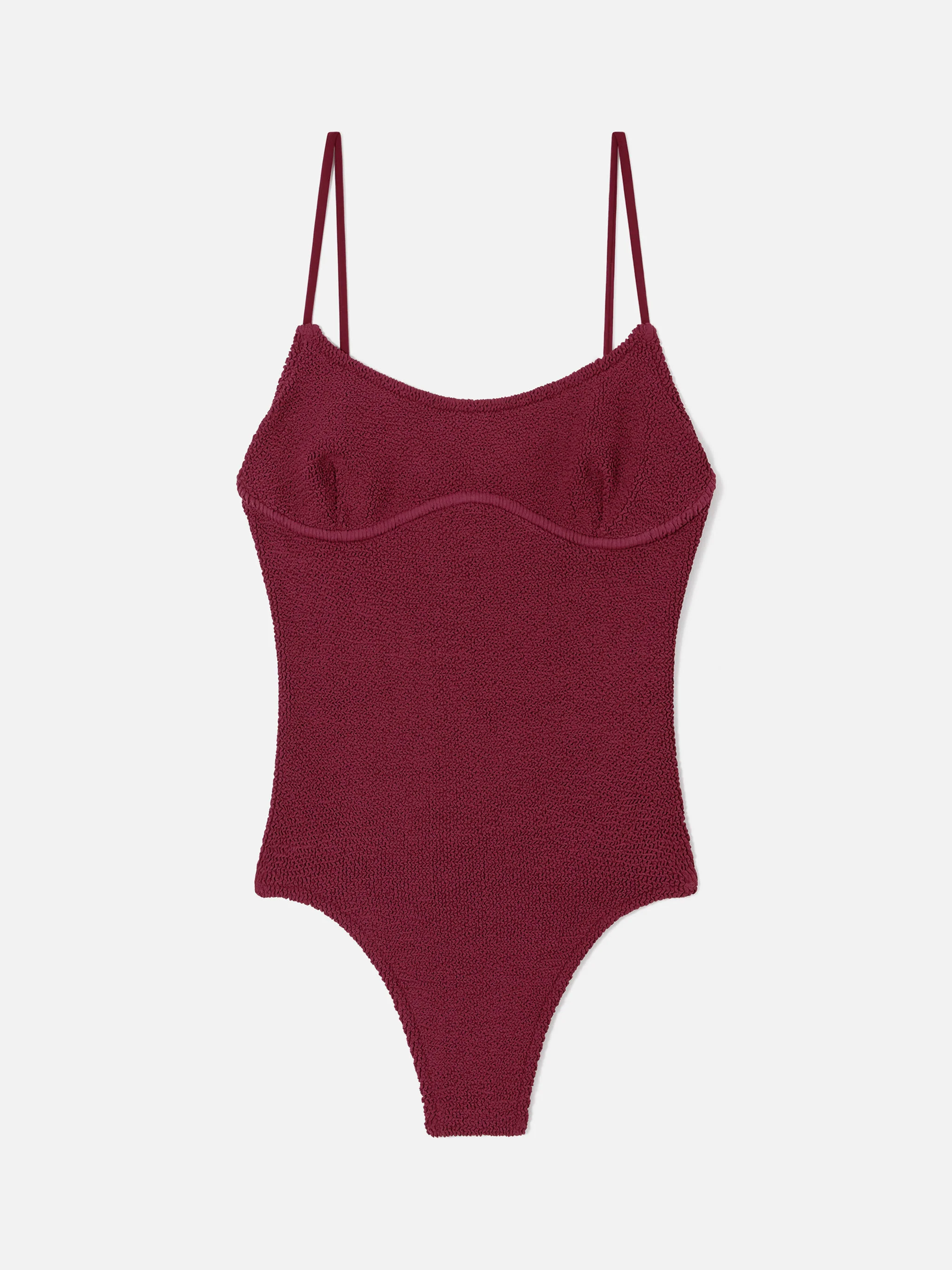 Dara one-piece swimsuit in burgundy crinkle fabric
