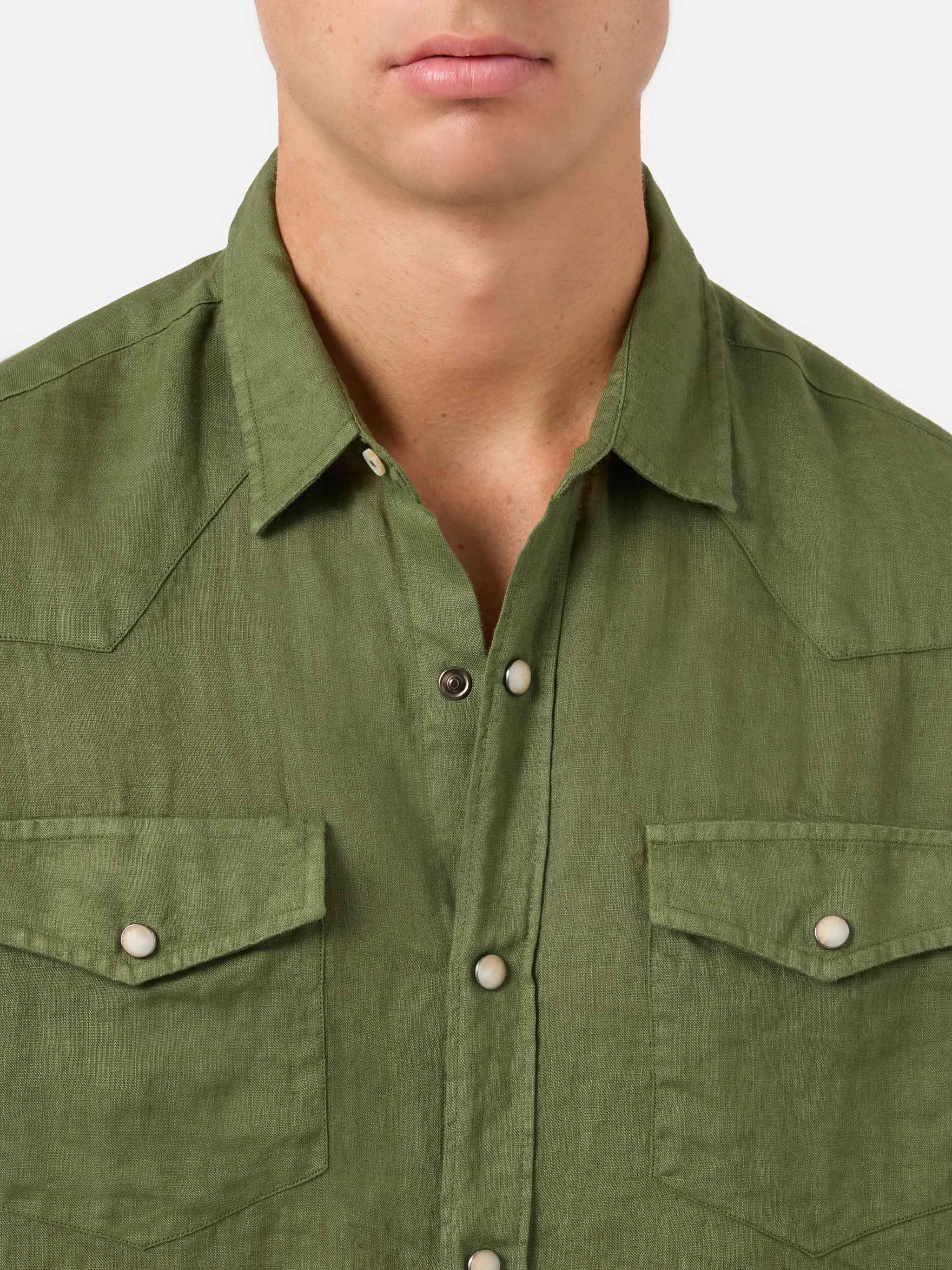 Dark green linen shirt - Image 2