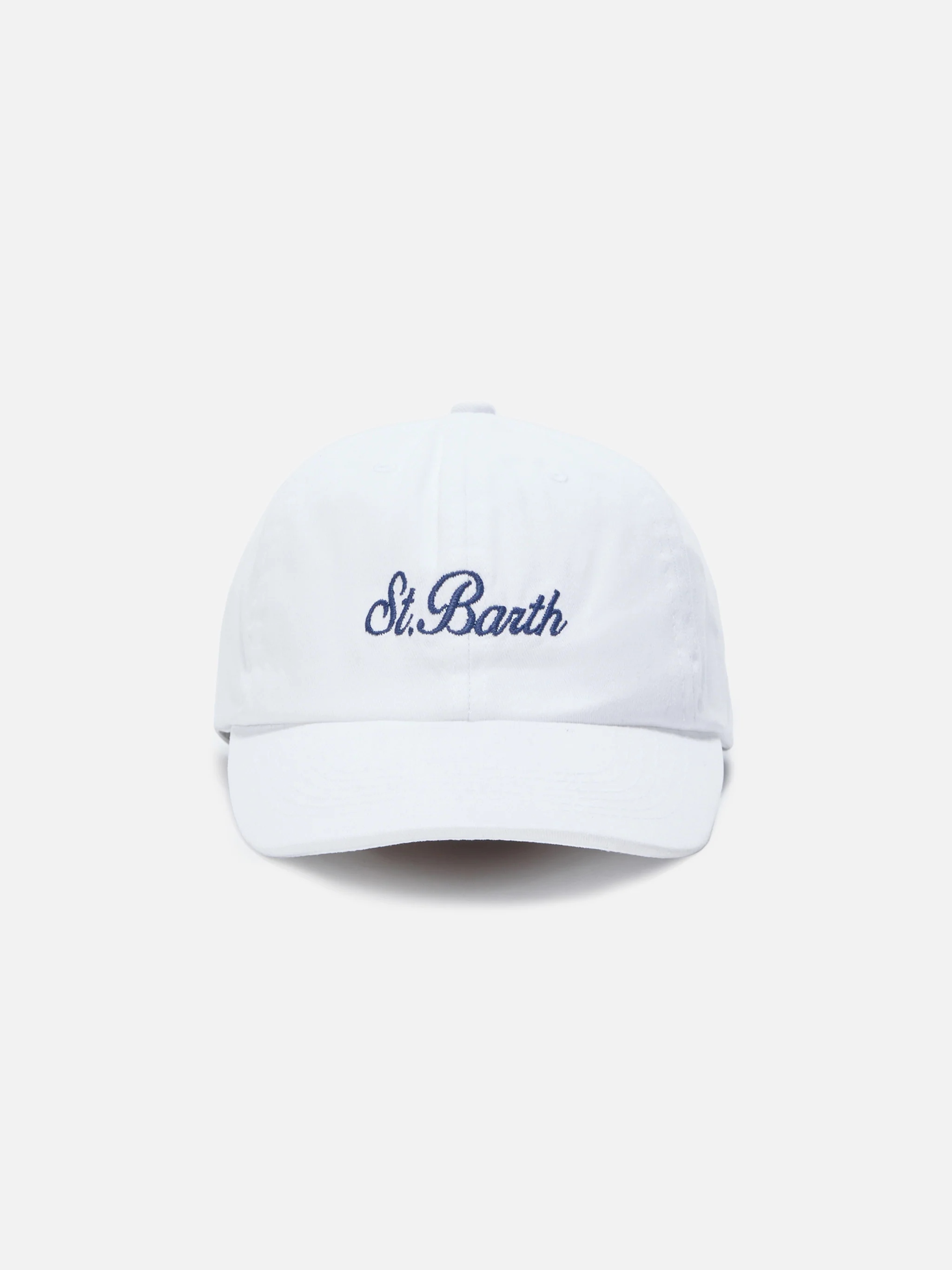 Davis white cotton baseball cap with embroidered logo