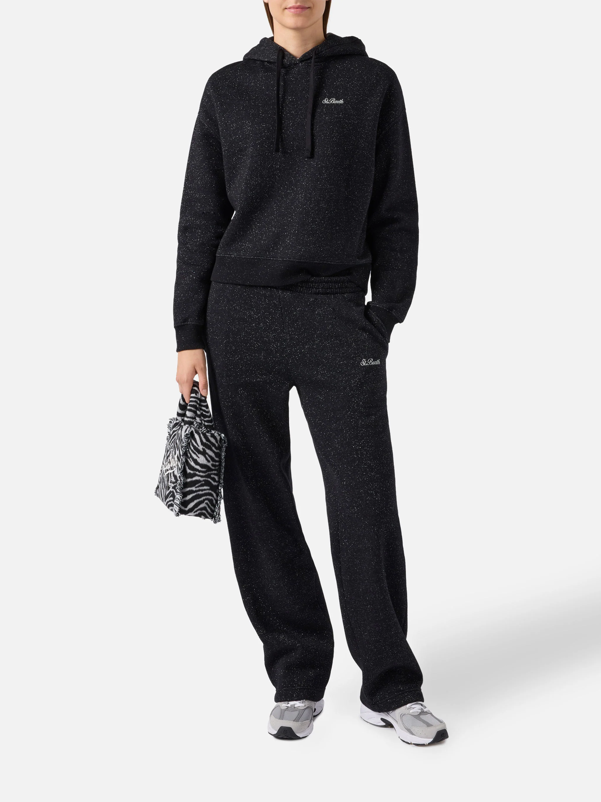 Deena straight-hem joggers in black lurex - Image 2