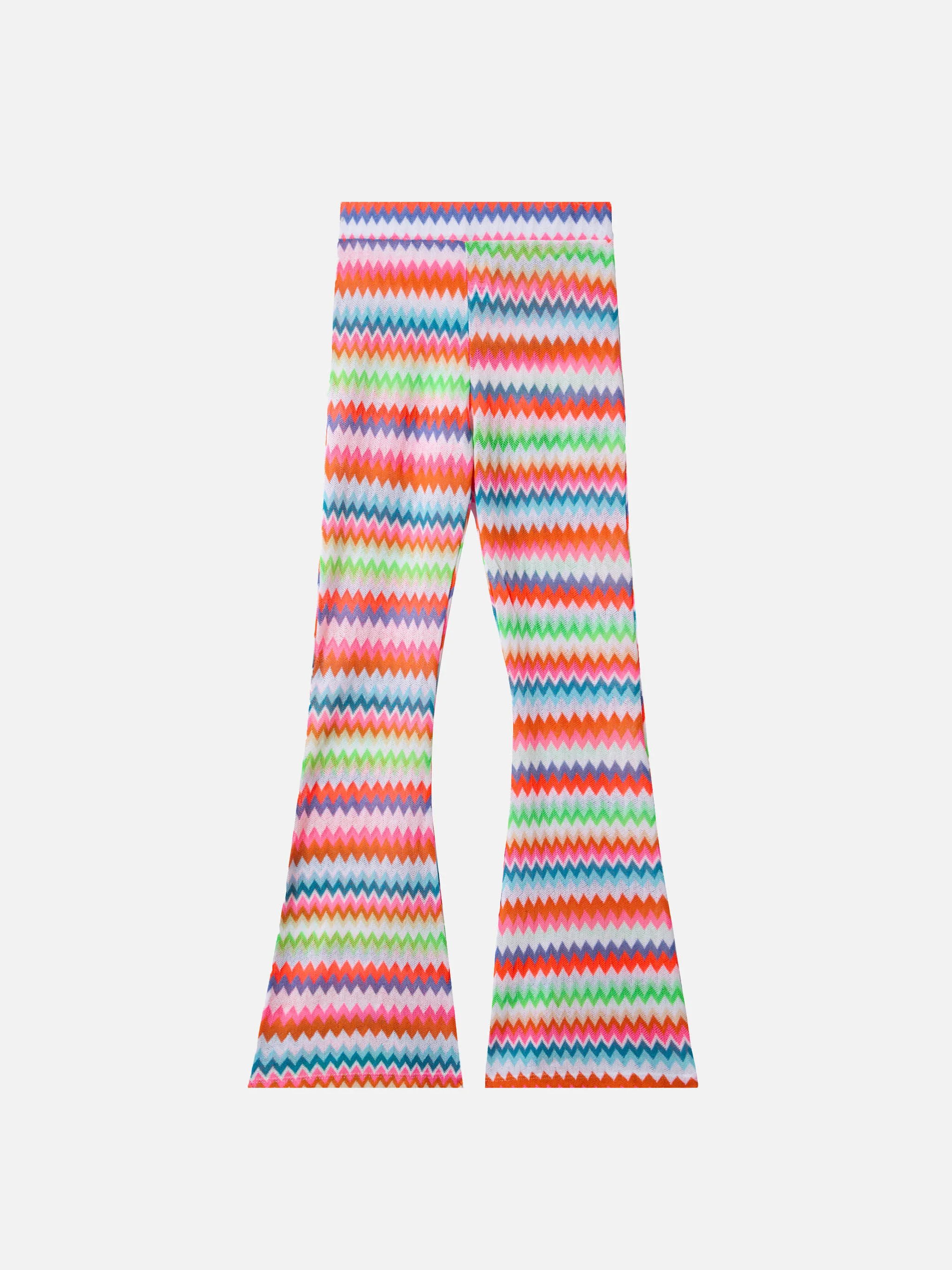 Flared raschel pants Gwenda Jr with with chevron pattern