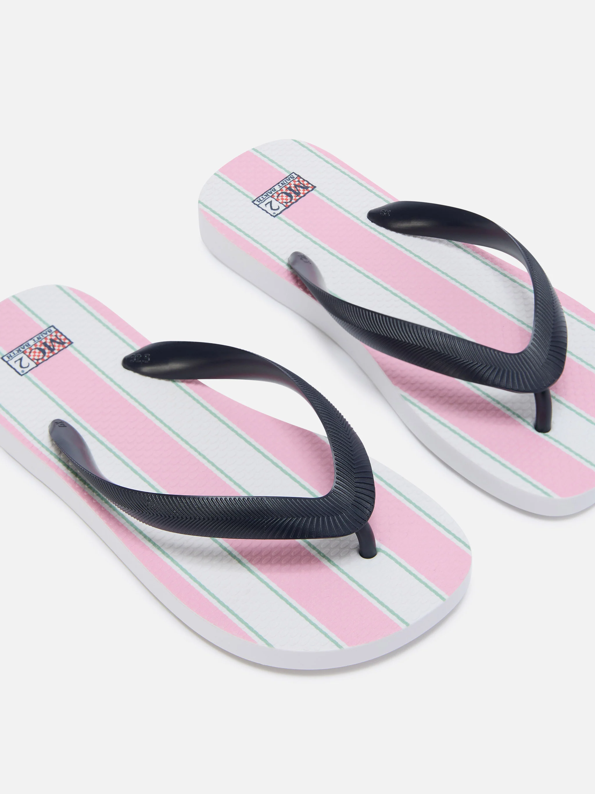 Flip rubber slip-on slides with pink and white stripes - Image 3