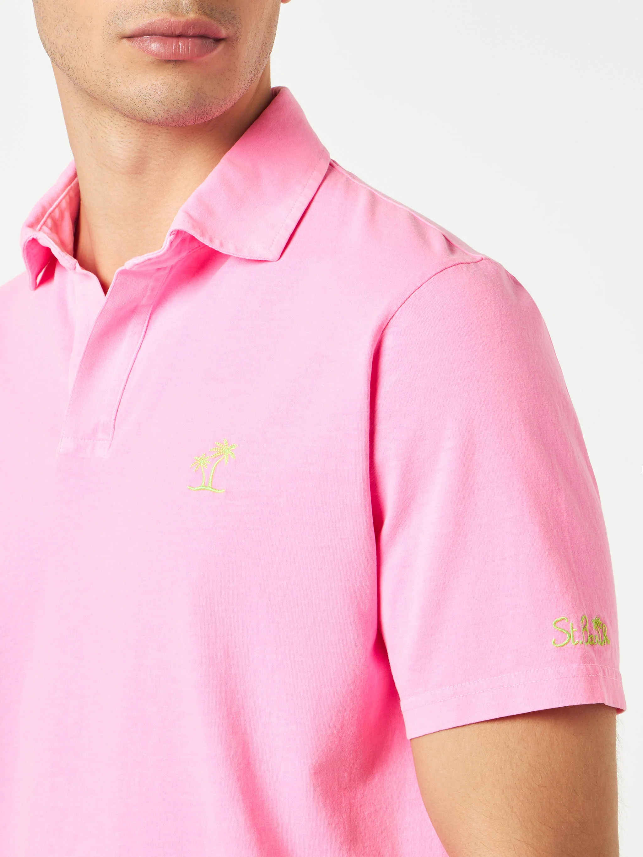 Brighton fluo pink jersey polo shirt - Image 2