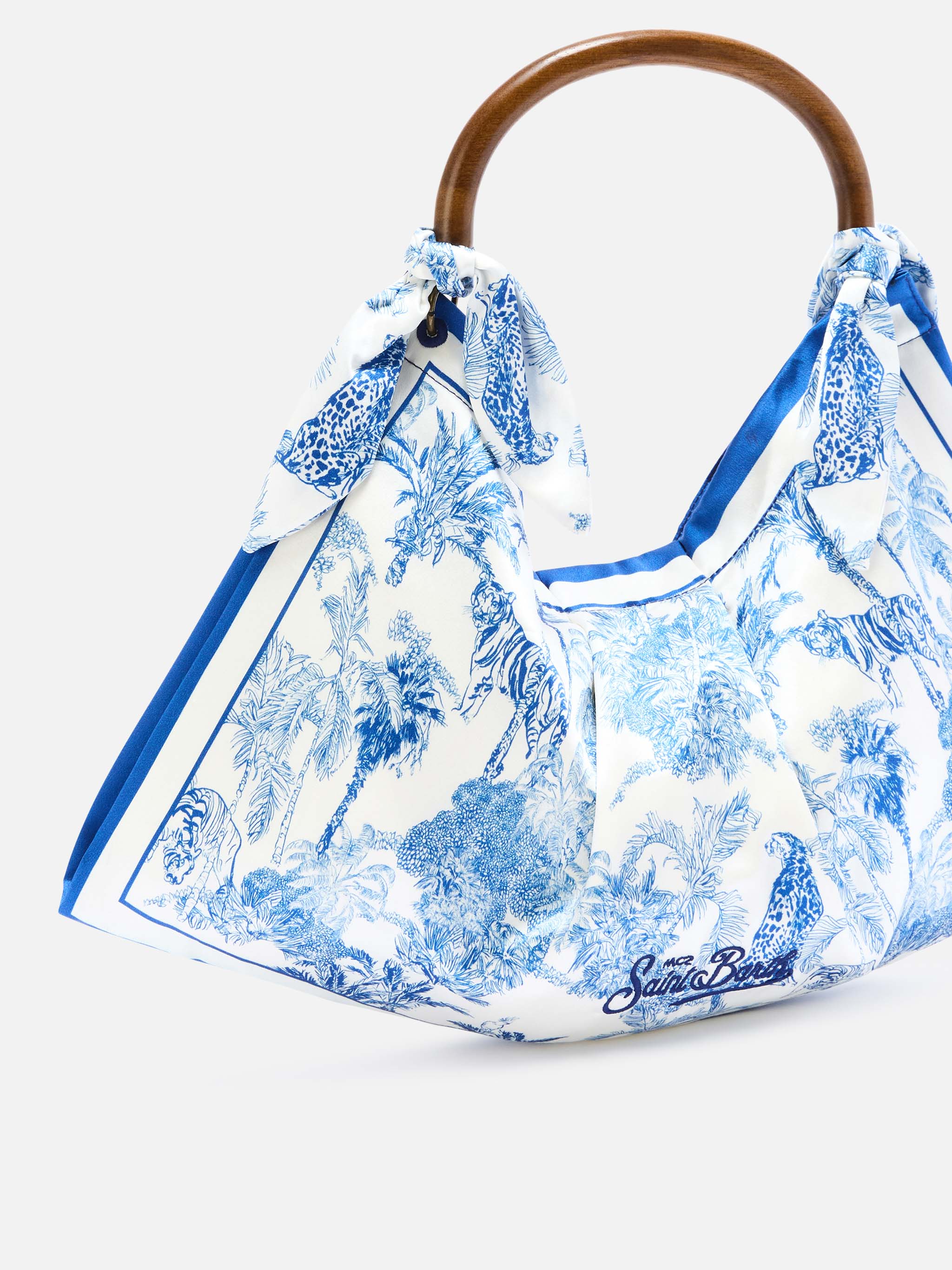 Foulard bag with soft structure and toile de Jouy pattern - Image 2
