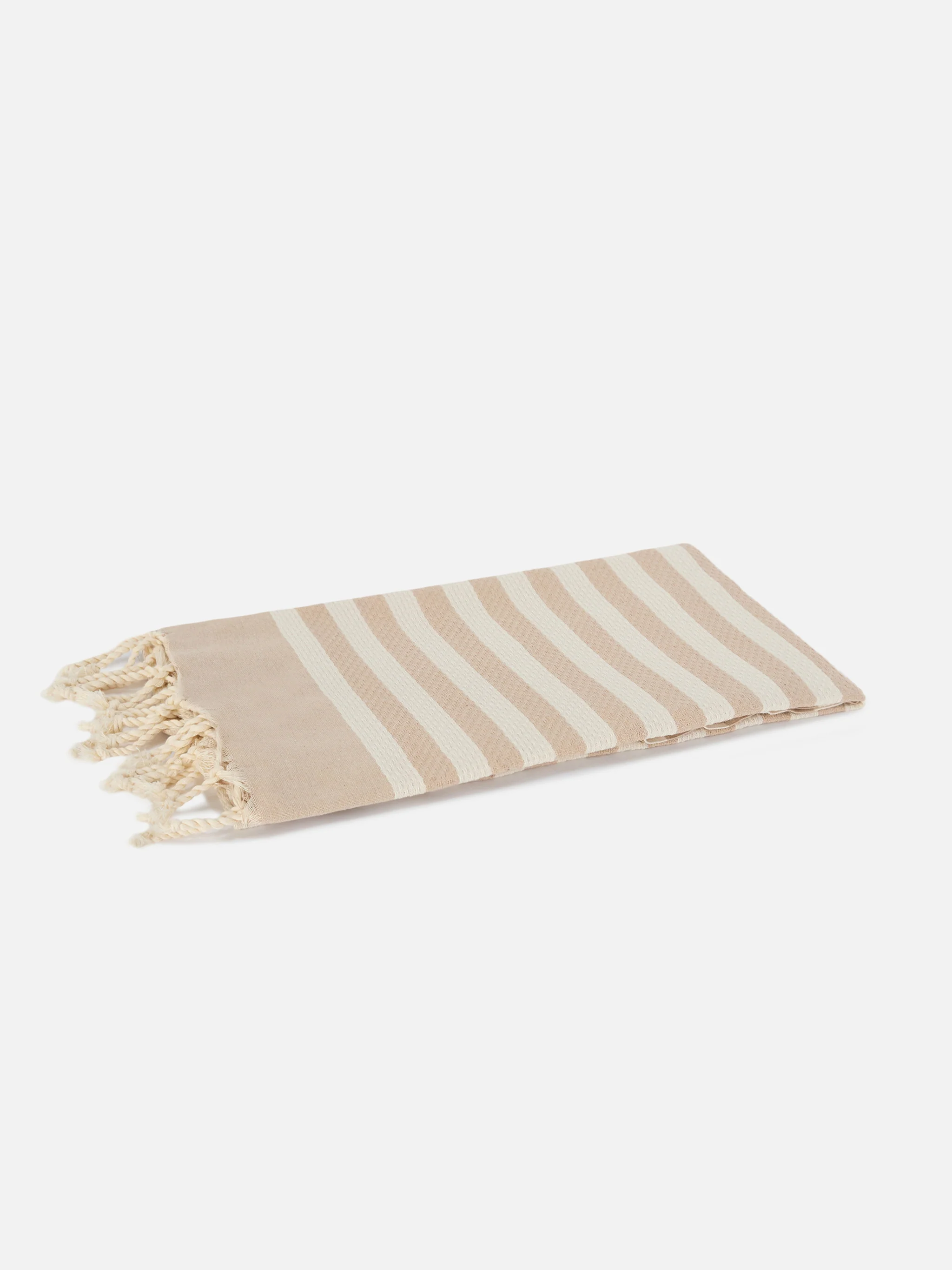 Foutas beach towel with beige and white stripes - Image 5