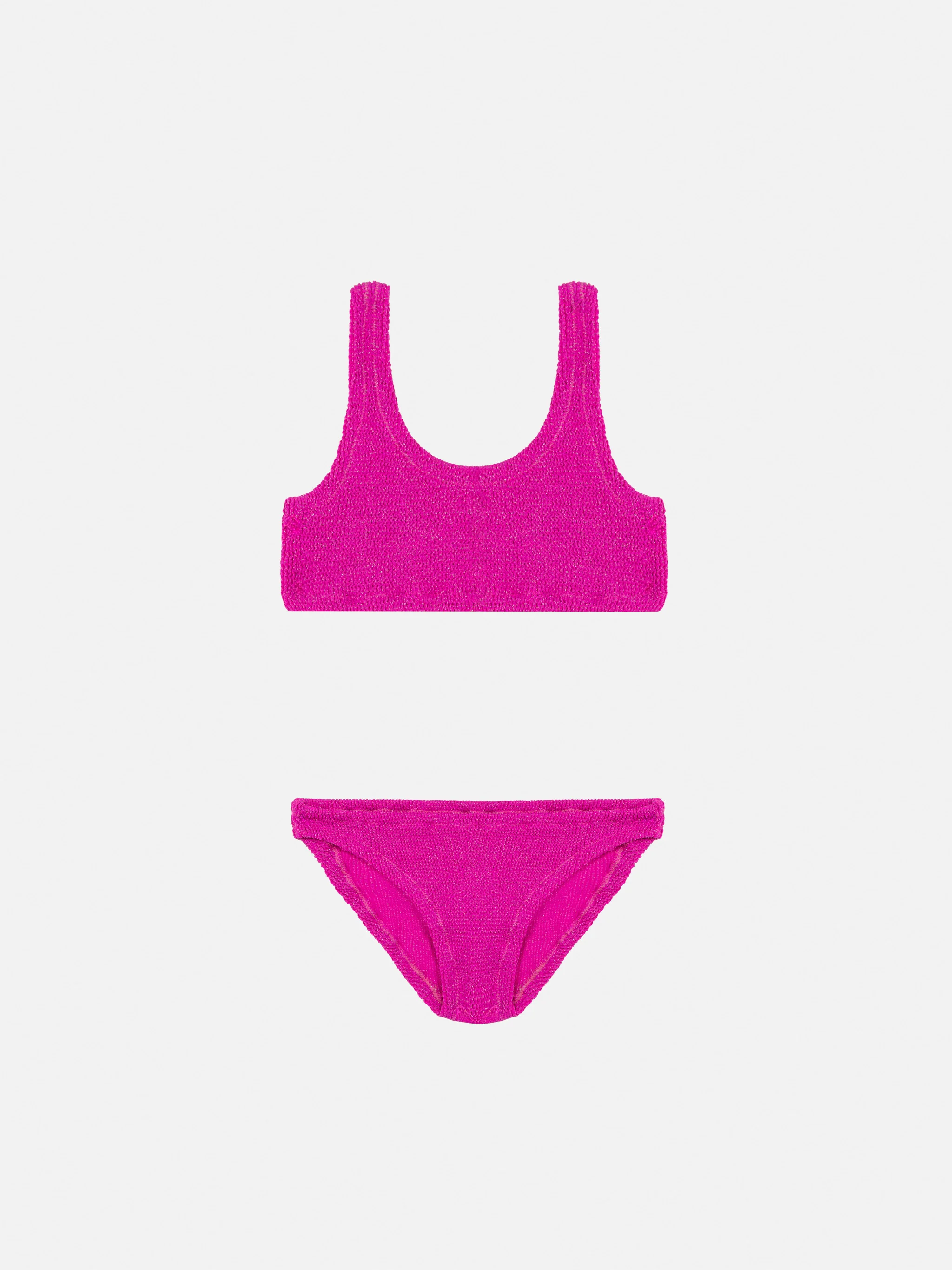 Fuchsia lurex crinkle classic bralette bikini Baker