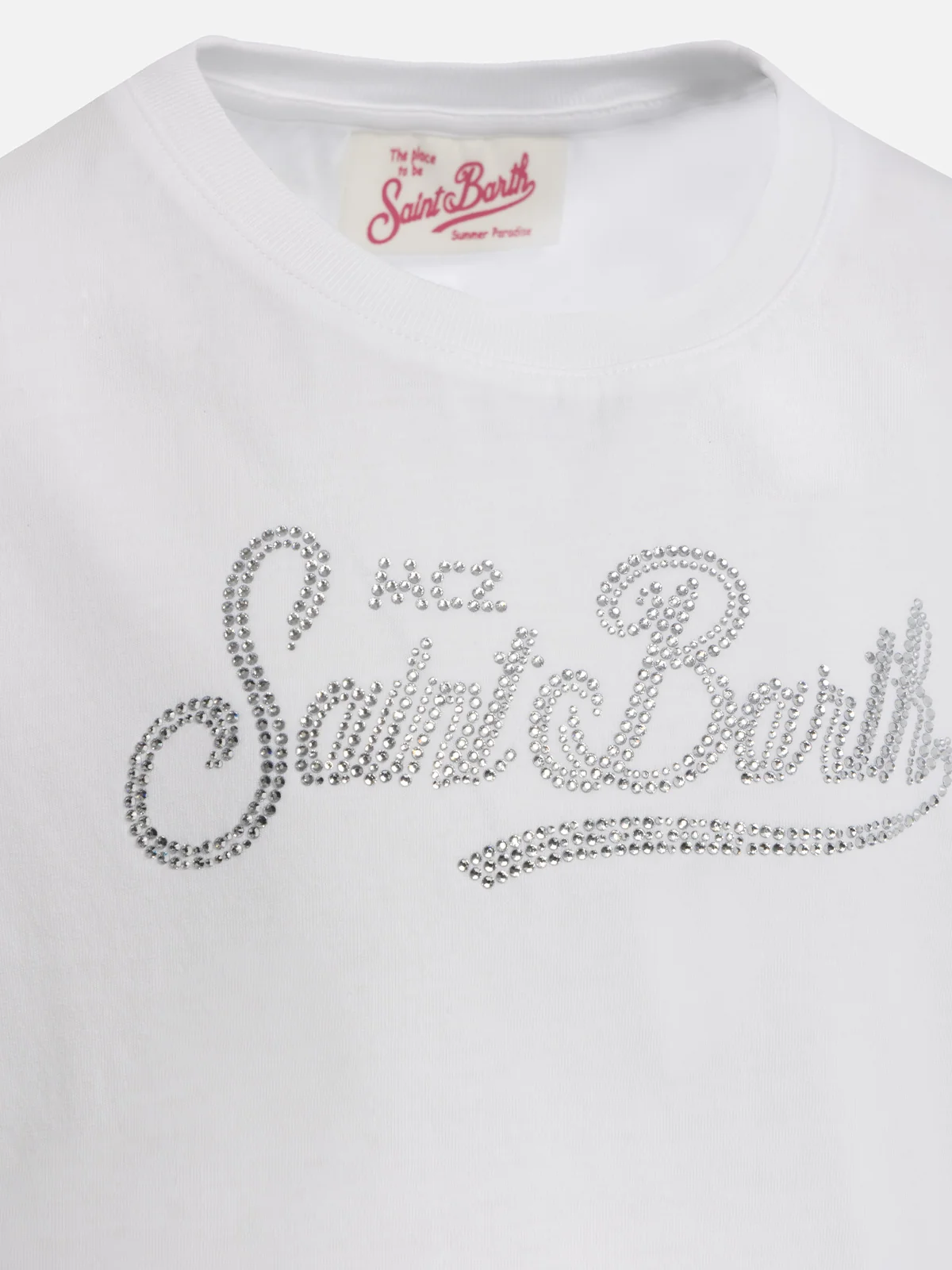 Girl cotton jersey crewneck t-shirt Elly with Saint Barth rhinestone embroidery - Image 2