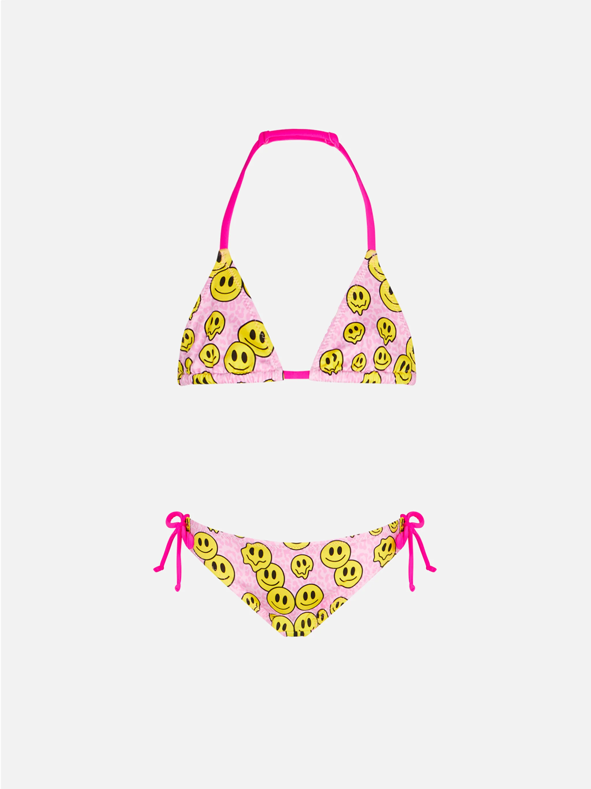 Girl triangle bikini with smile print
