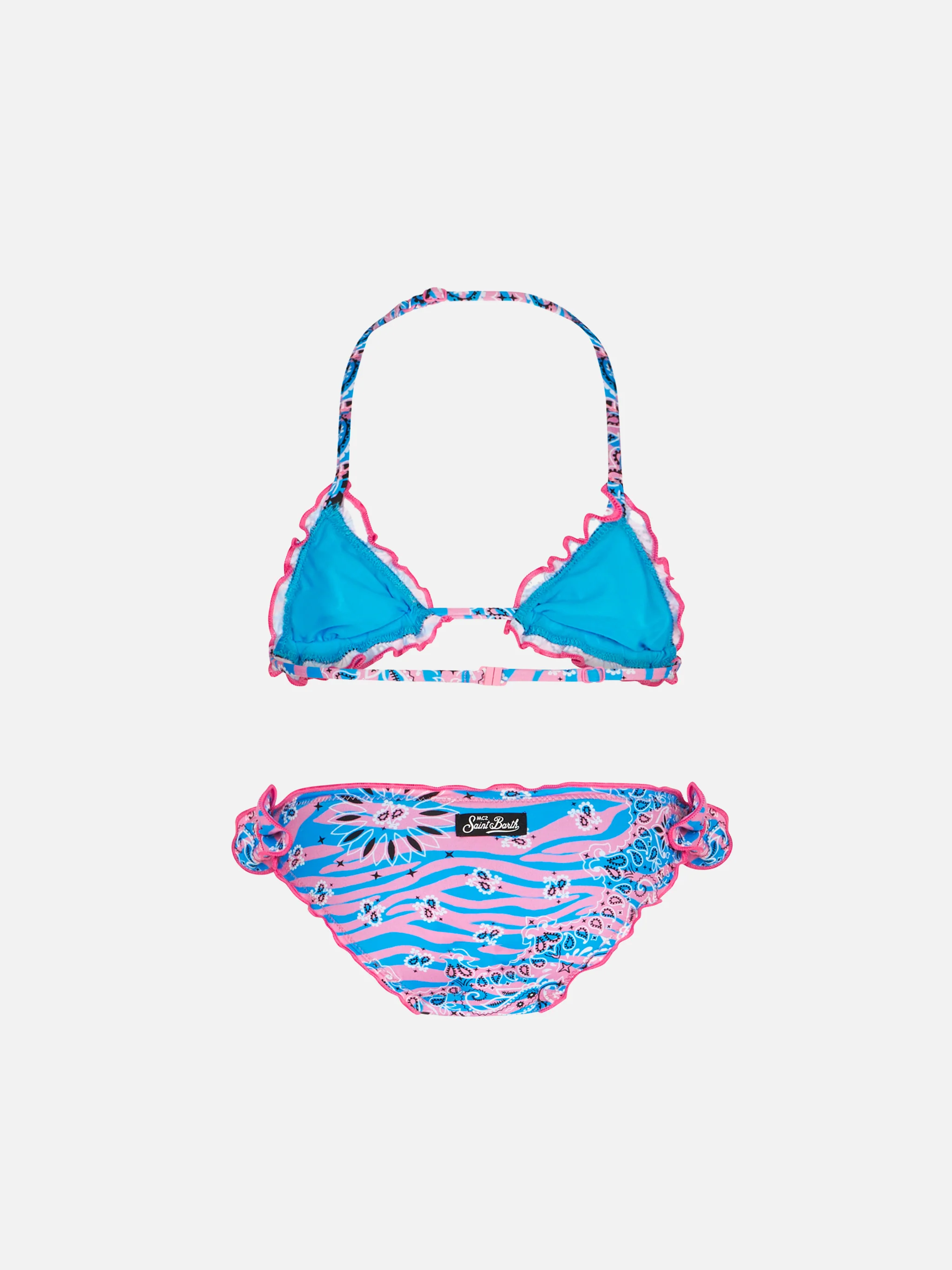 Girl triangle bikini with zebra bandanna print - Image 2