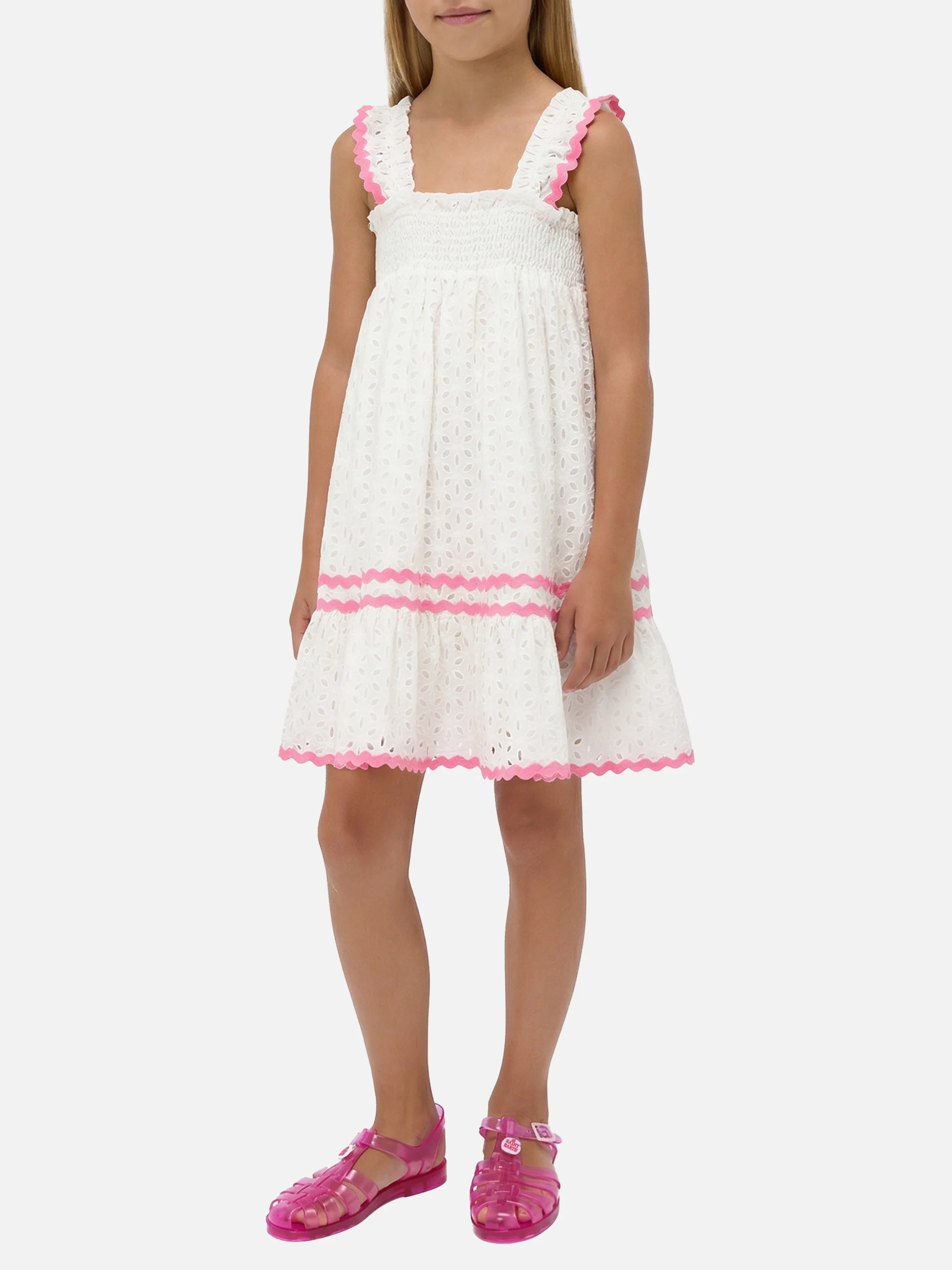 Girl white sangallo dress - Image 3