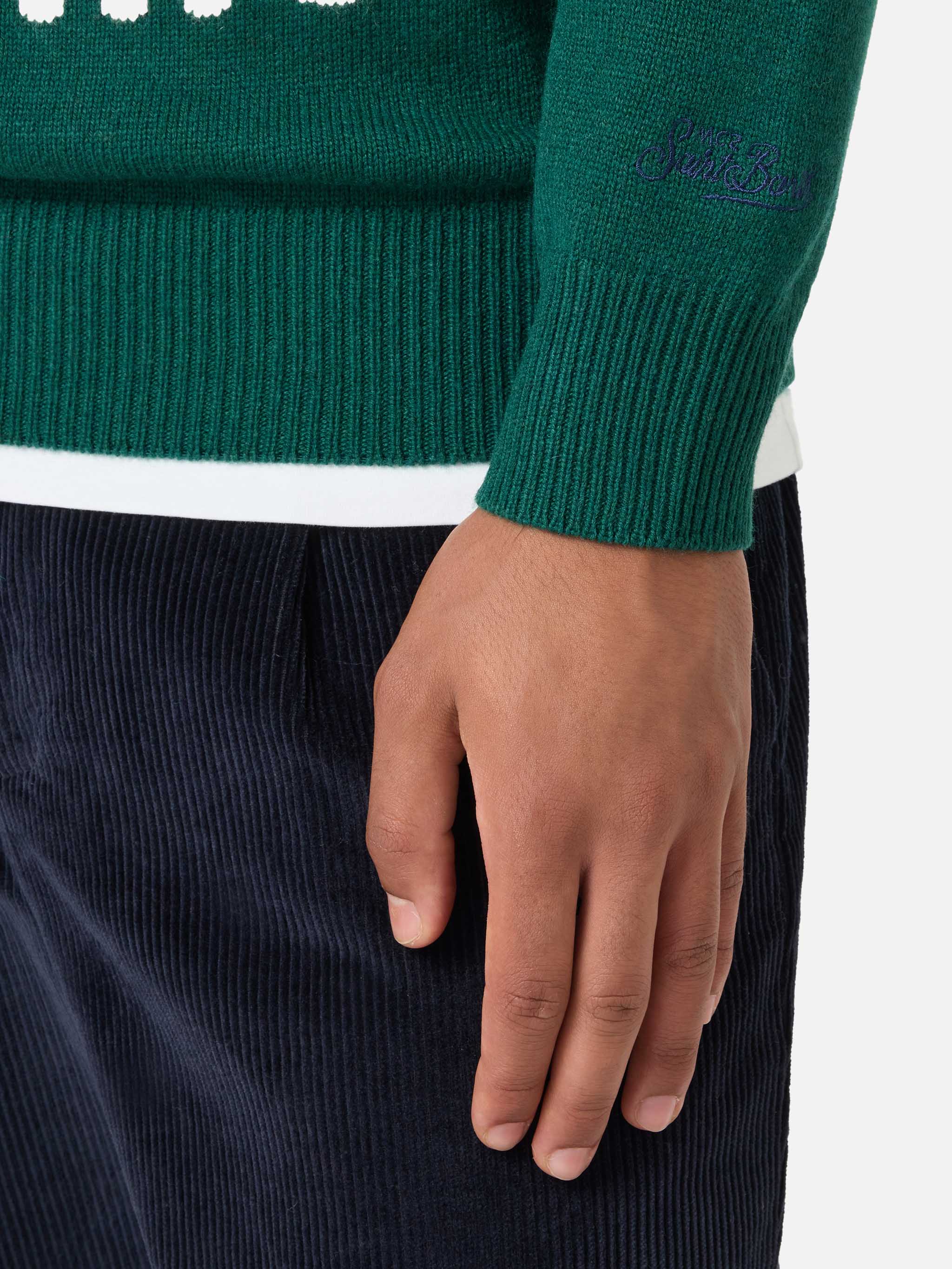 Green sweater Heron with Snoopy jacquard | SNOOPY PEANUTS® SPECIAL EDITION - Image 4