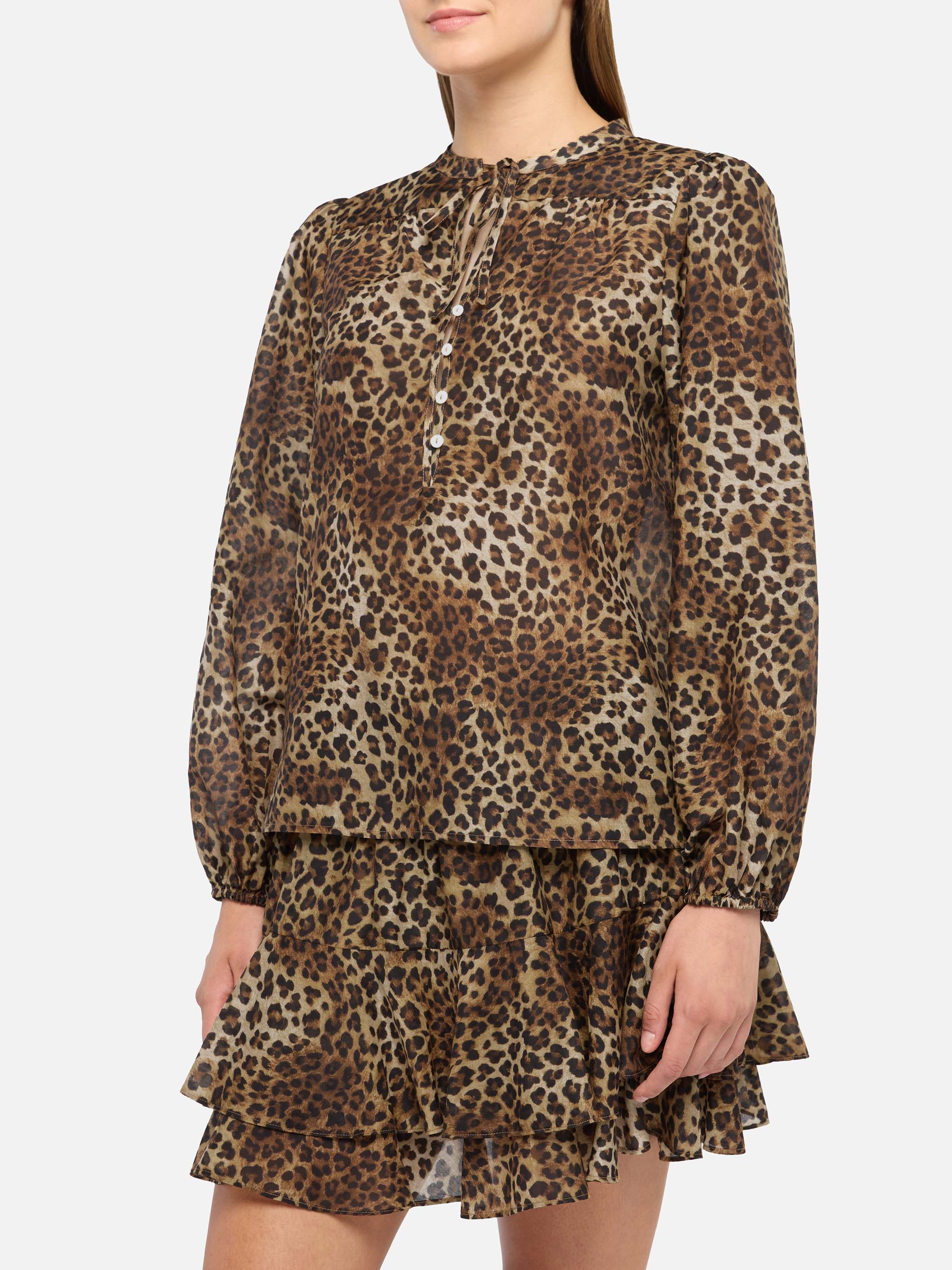 Harper silk voile blouse in silk voile with animalier print - Image 2